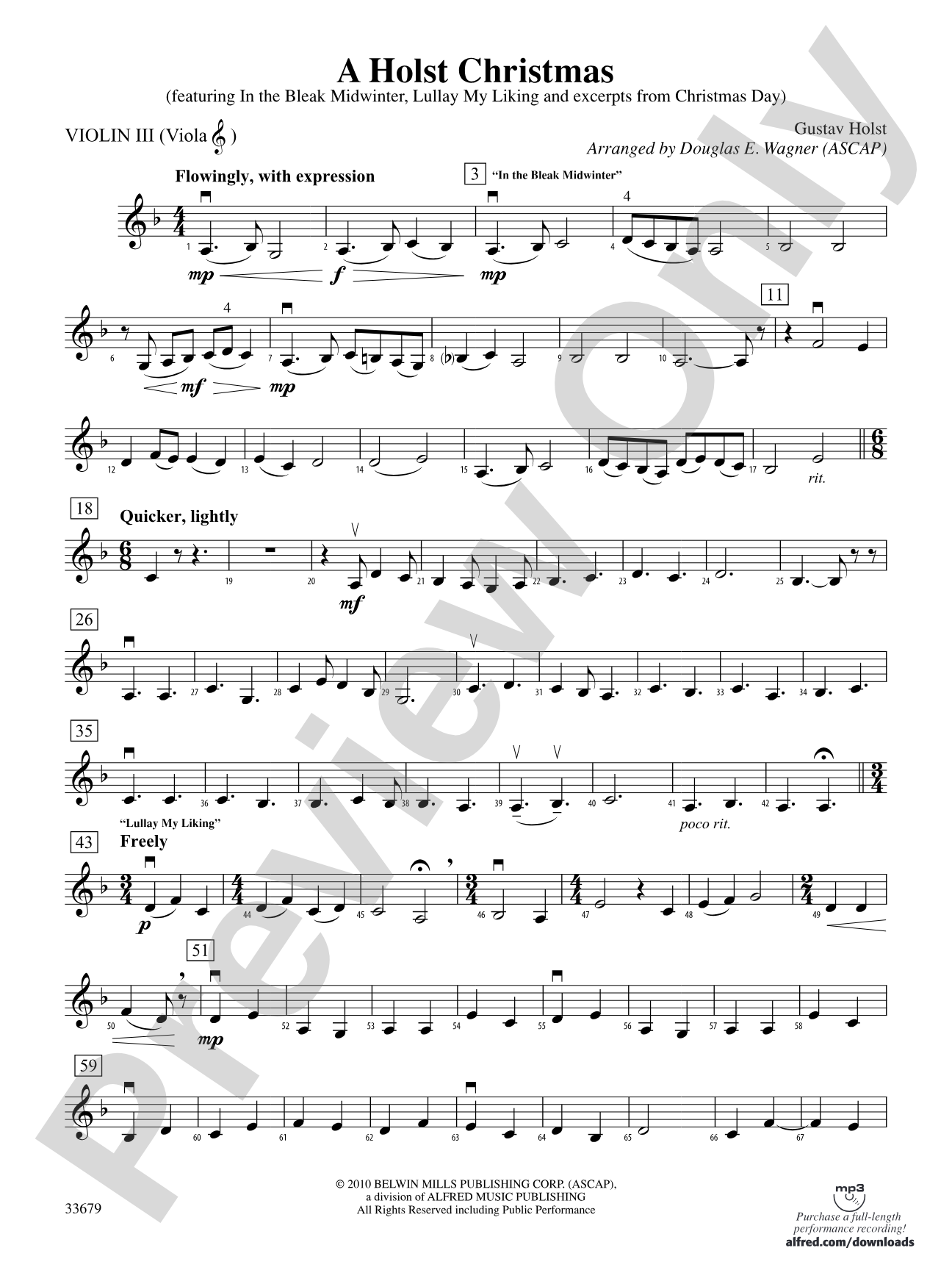 A Holst Christmas: 3rd Violin (Viola [TC])