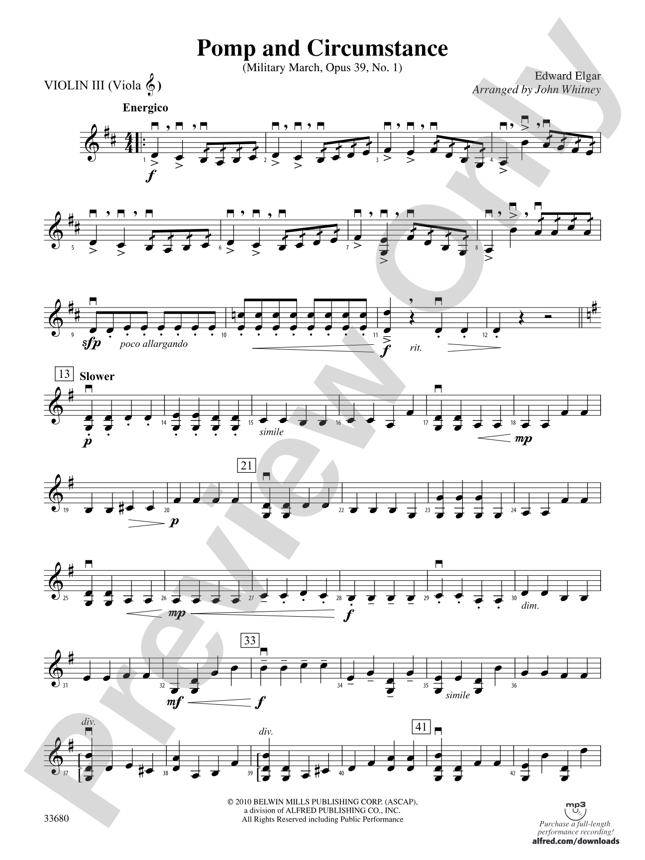 Pomp and Circumstance: 3rd Violin (Viola [TC])
