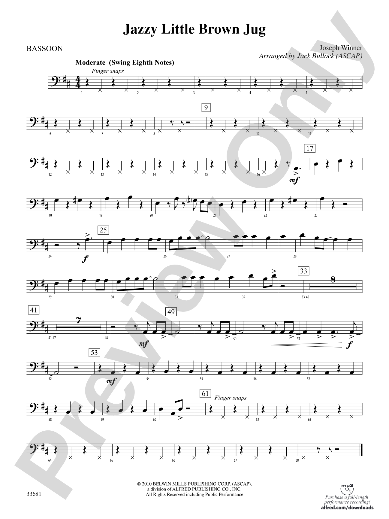 Jazzy Little Brown Jug: Bassoon