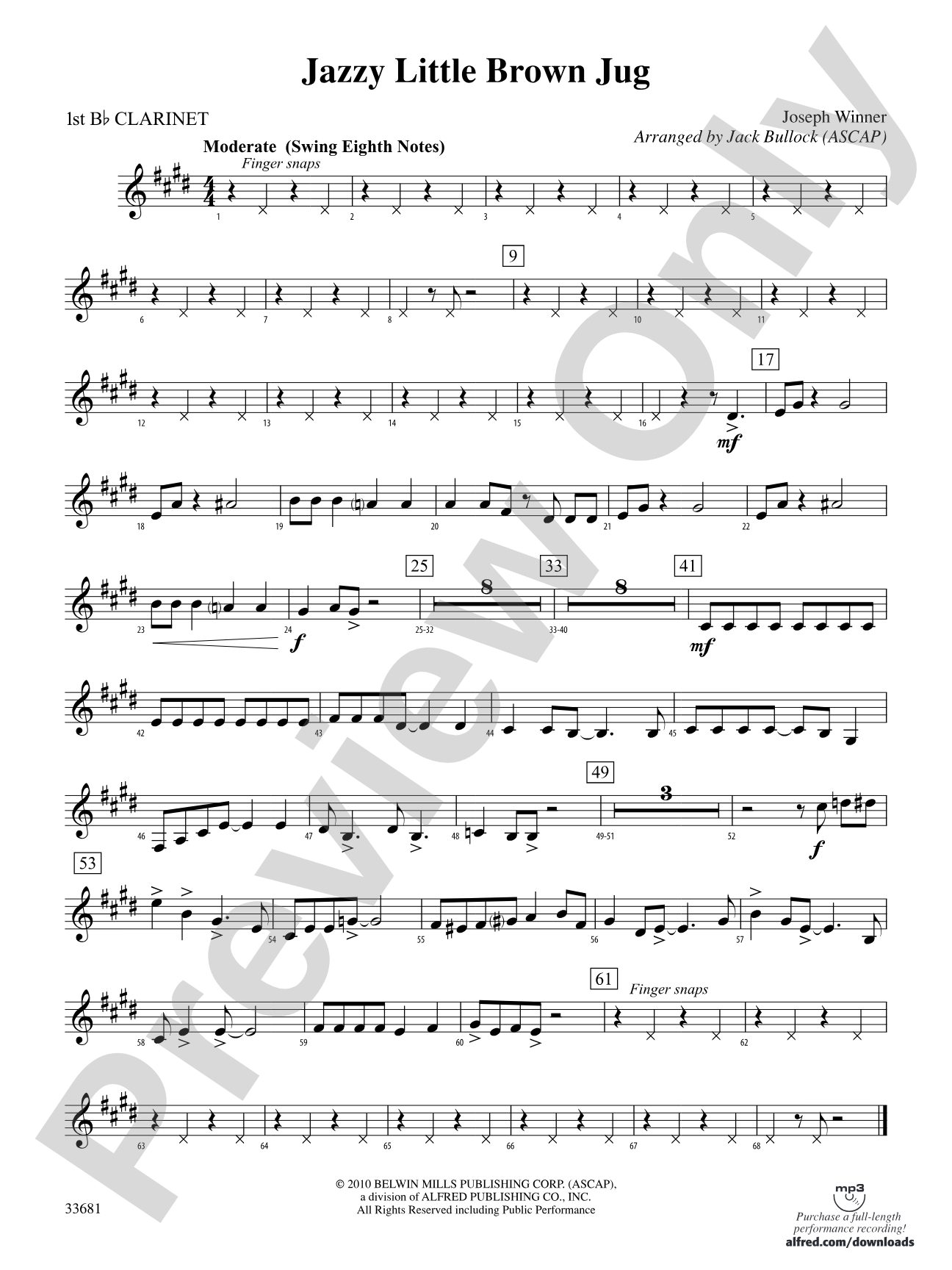 Jazzy Little Brown Jug: 1st B-flat Clarinet