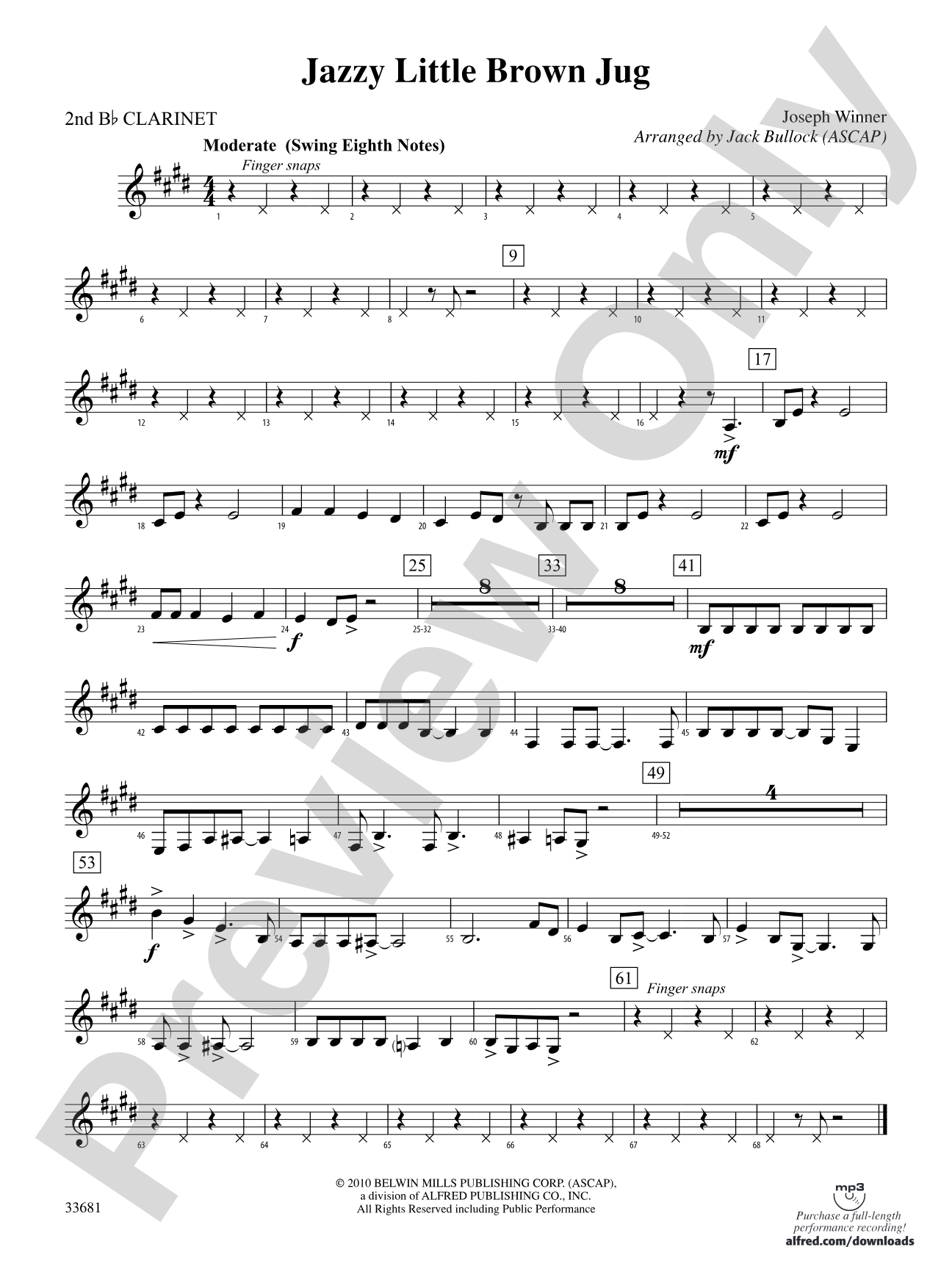 Jazzy Little Brown Jug: 2nd B-flat Clarinet