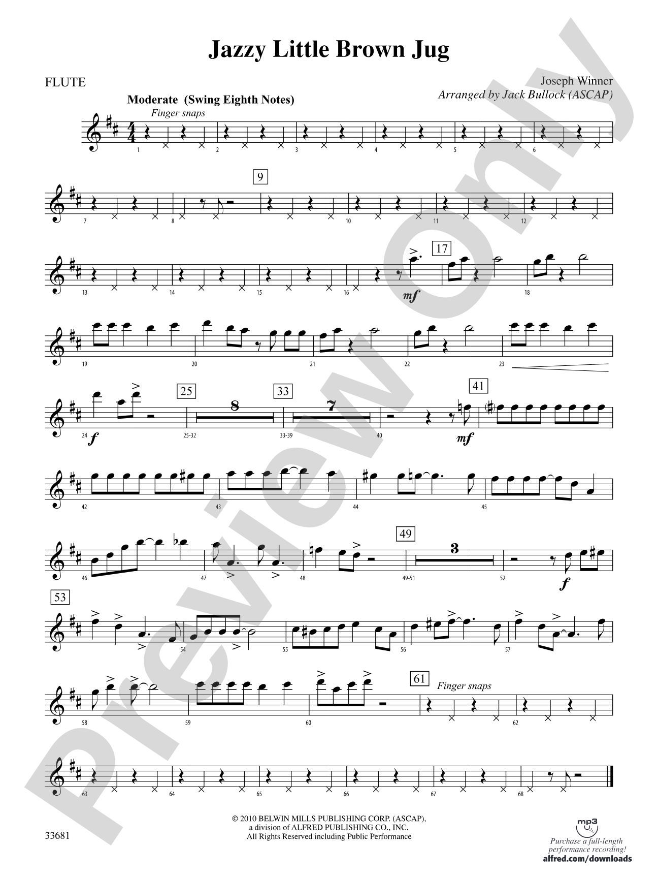 Jazzy Little Brown Jug: Flute