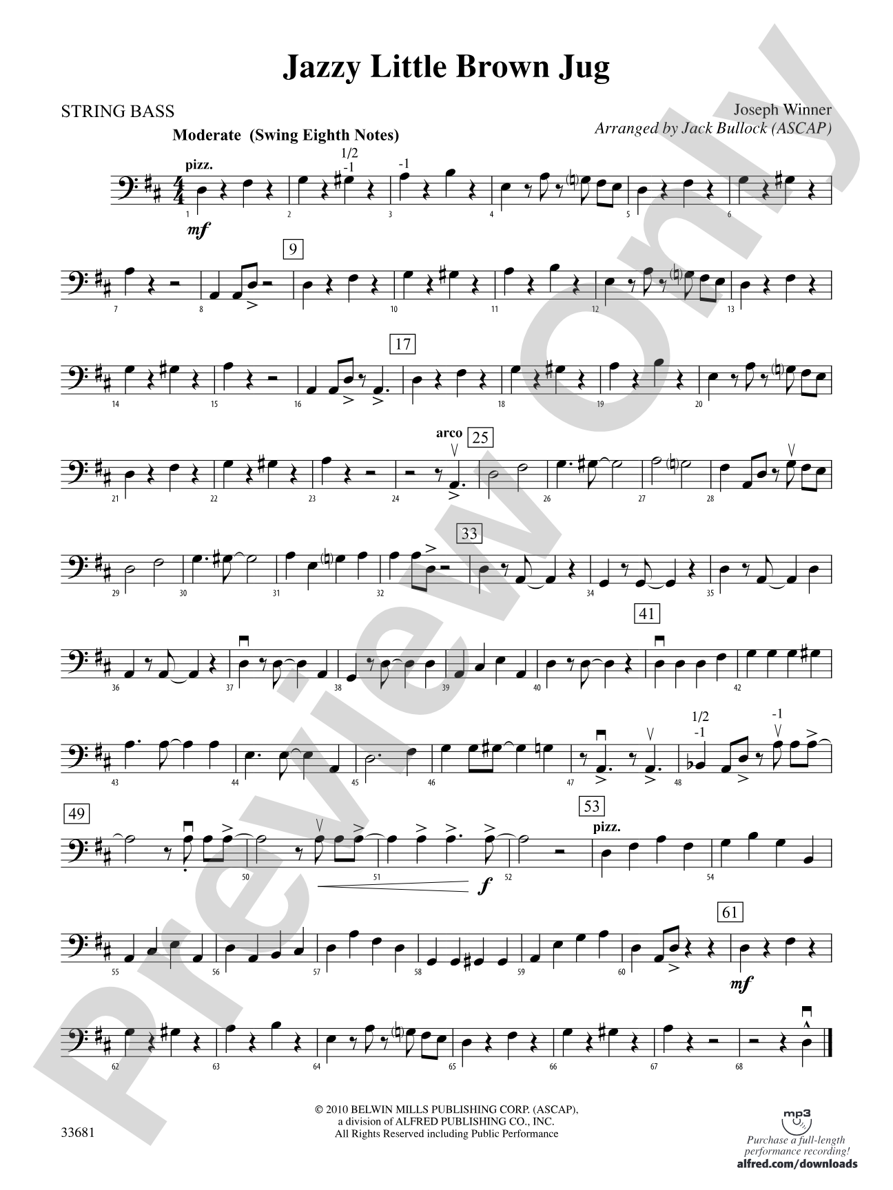 Jazzy Little Brown Jug: String Bass