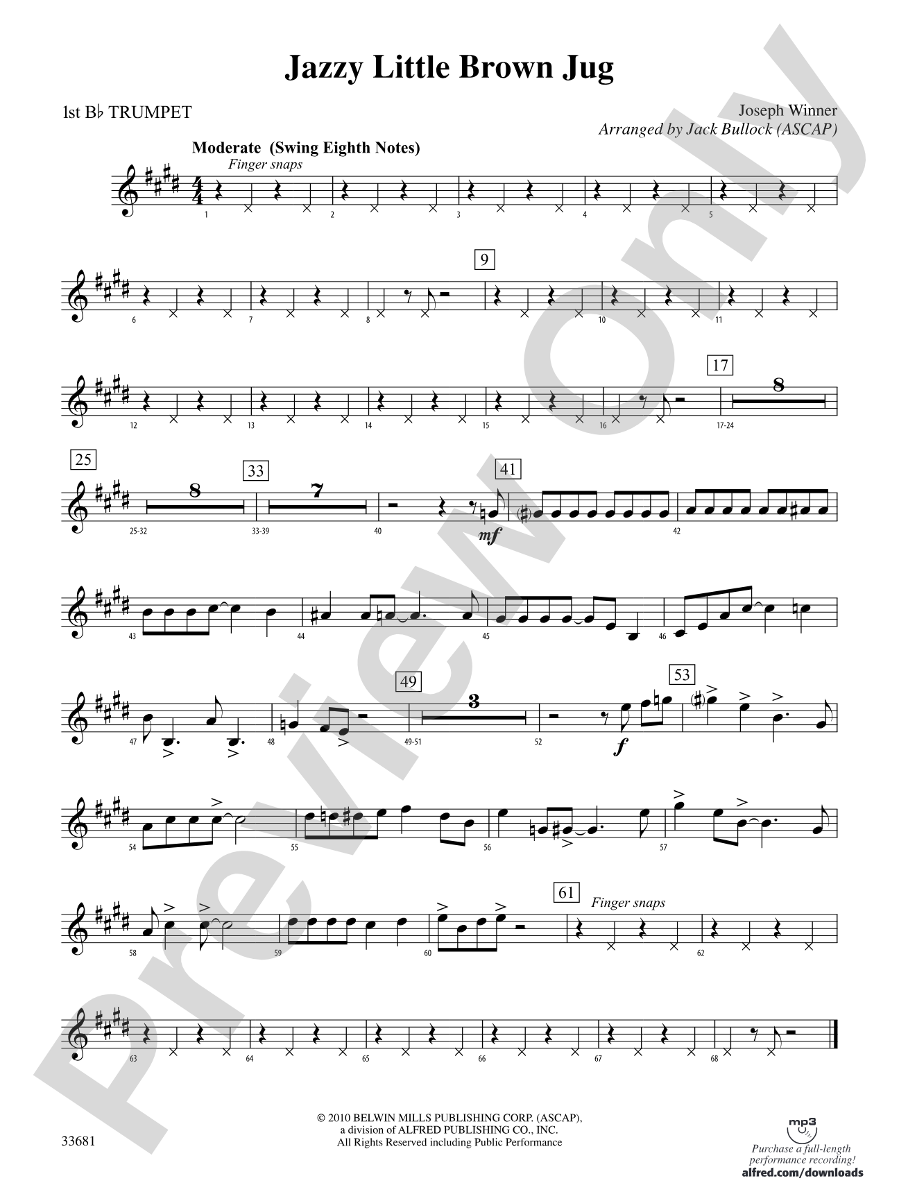 Jazzy Little Brown Jug: 1st B-flat Trumpet