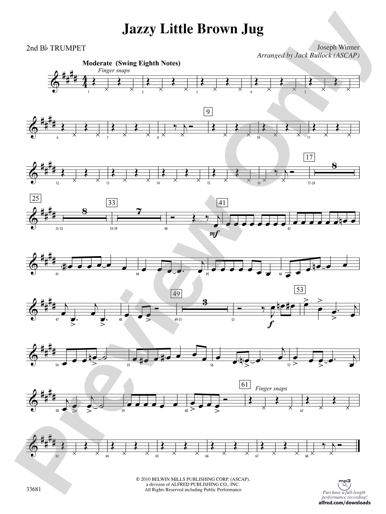 Jazzy Little Brown Jug: 2nd B-flat Trumpet