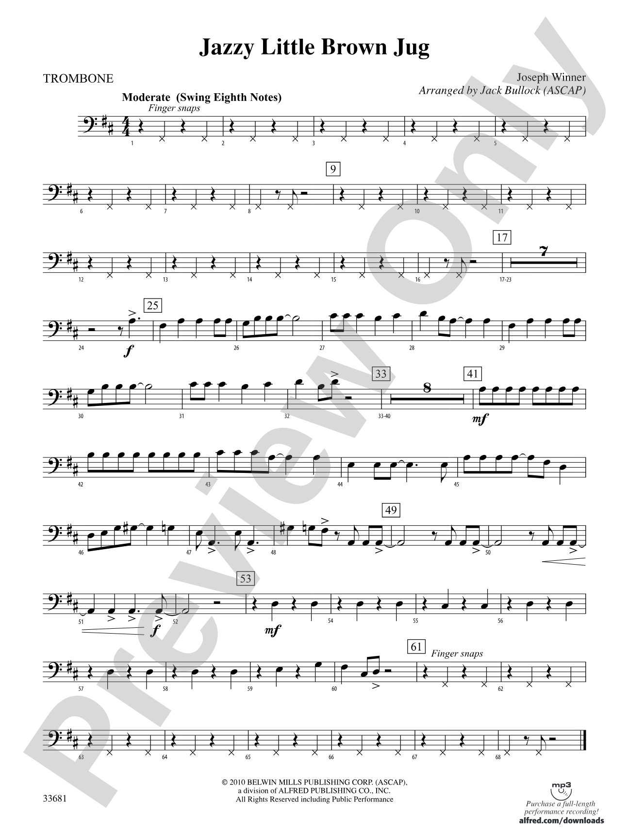 Jazzy Little Brown Jug: 1st Trombone