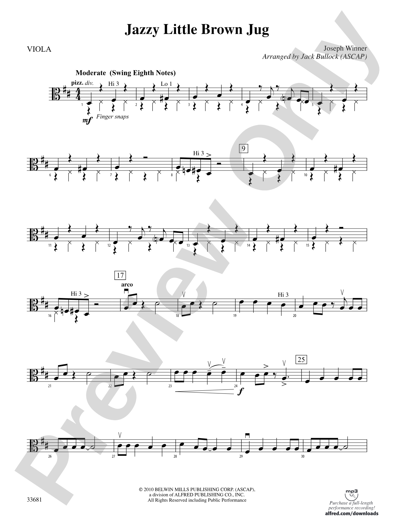 Jazzy Little Brown Jug: Viola
