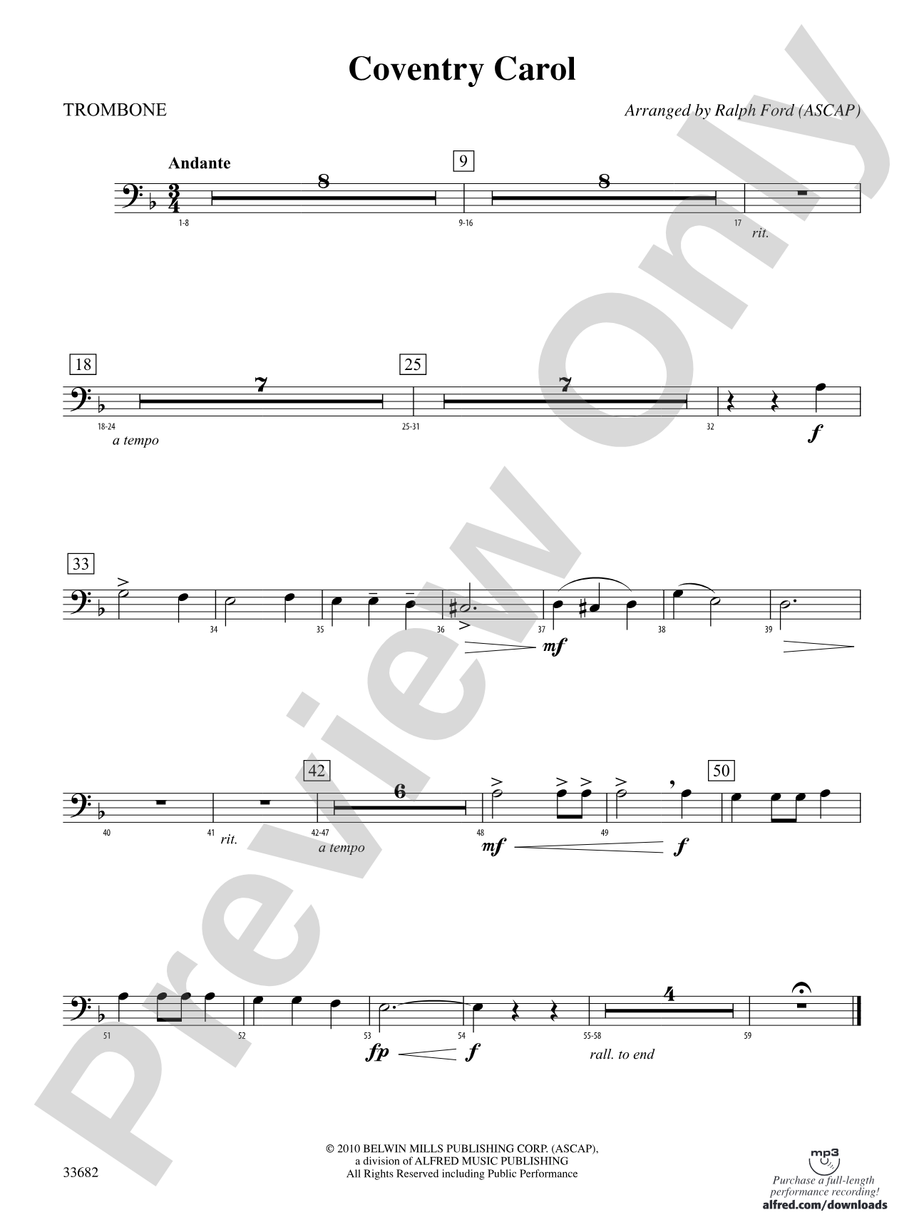 Coventry Carol: 1st Trombone