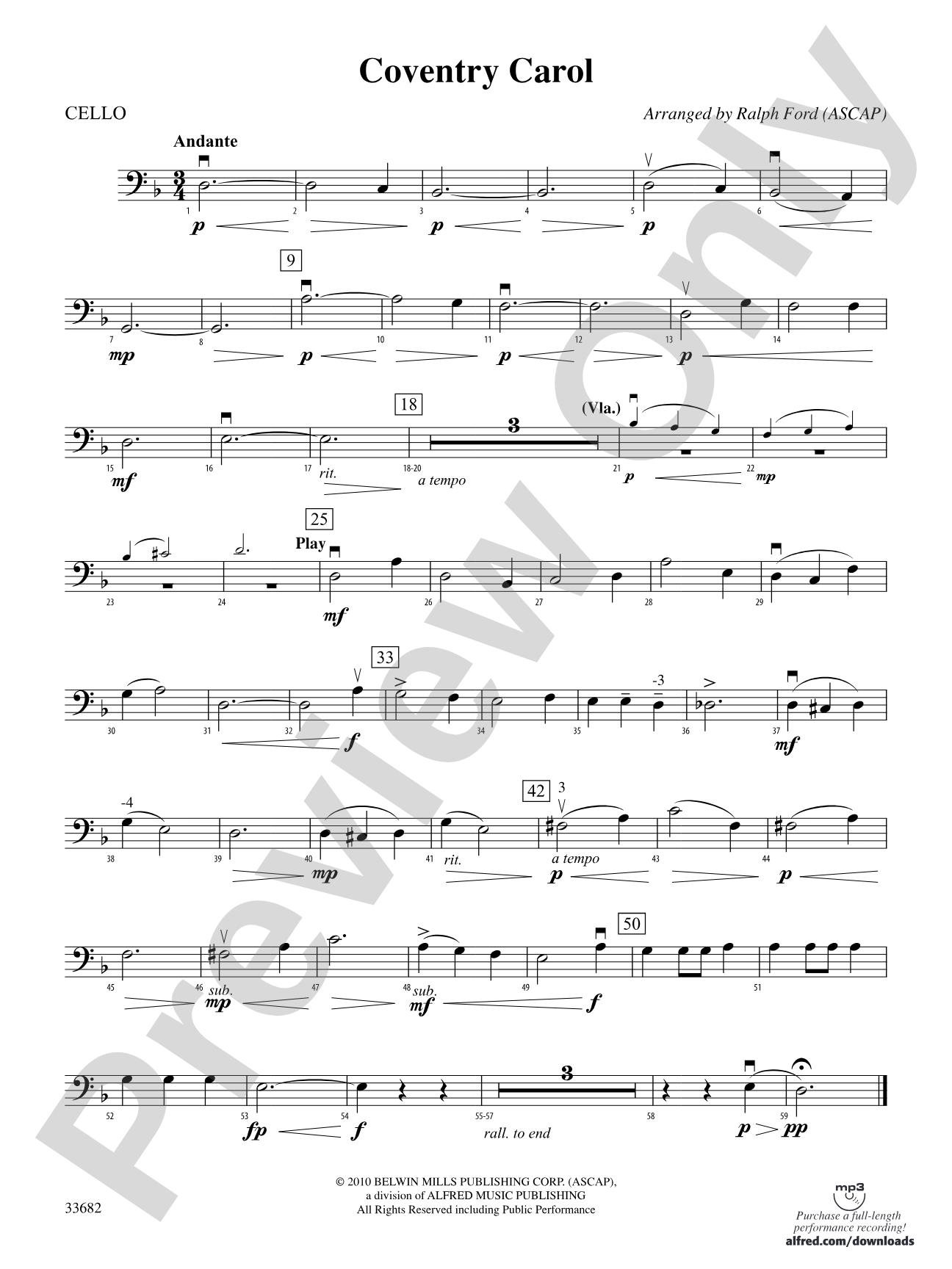 Coventry Carol: Cello