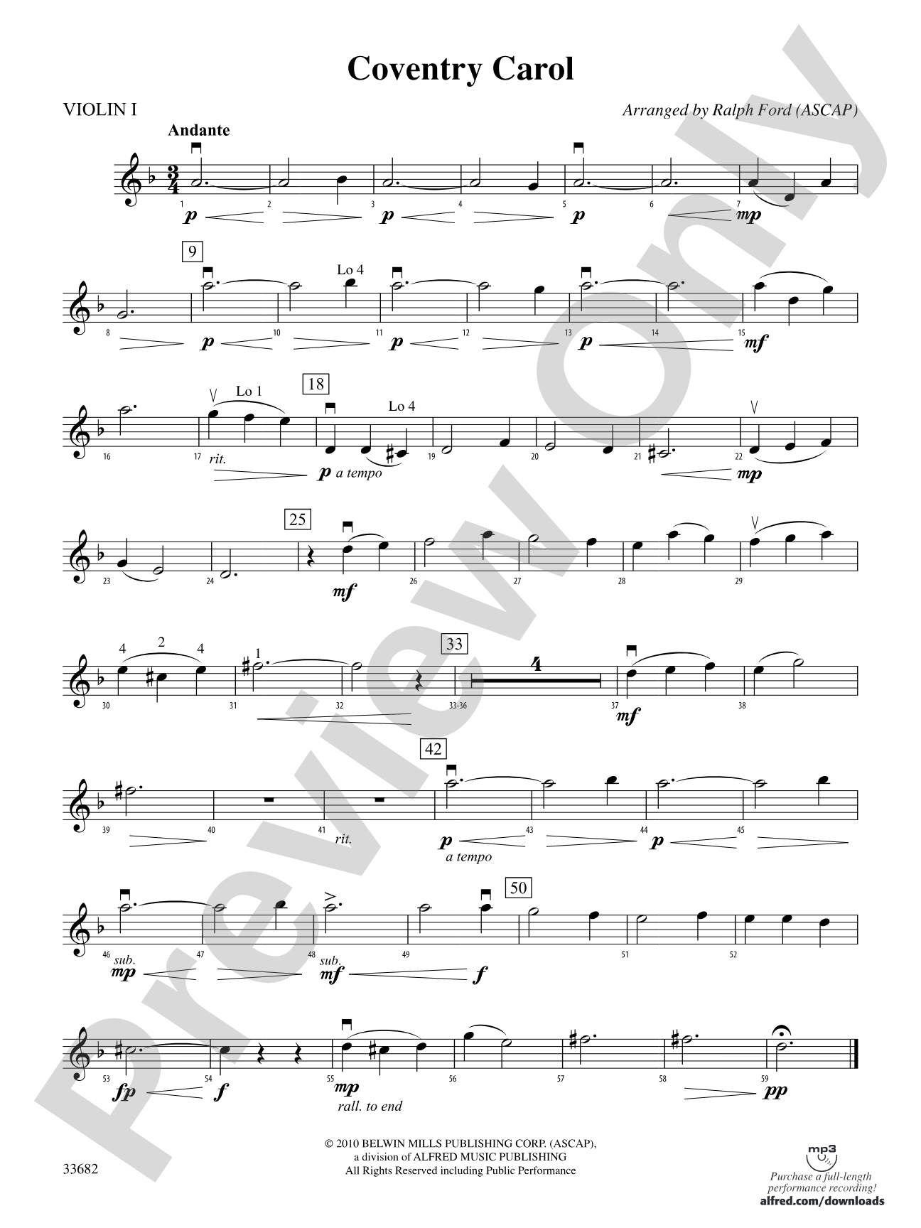 Coventry Carol: 1st Violin