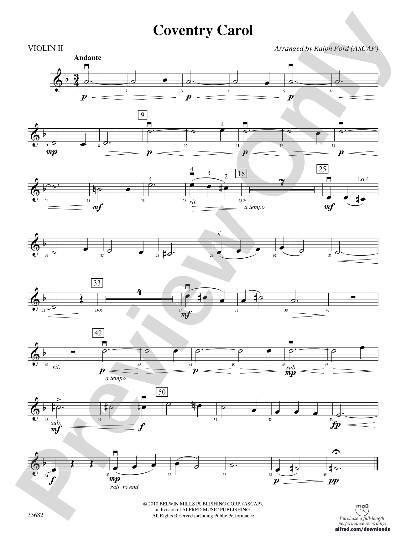 Coventry Carol: 2nd Violin