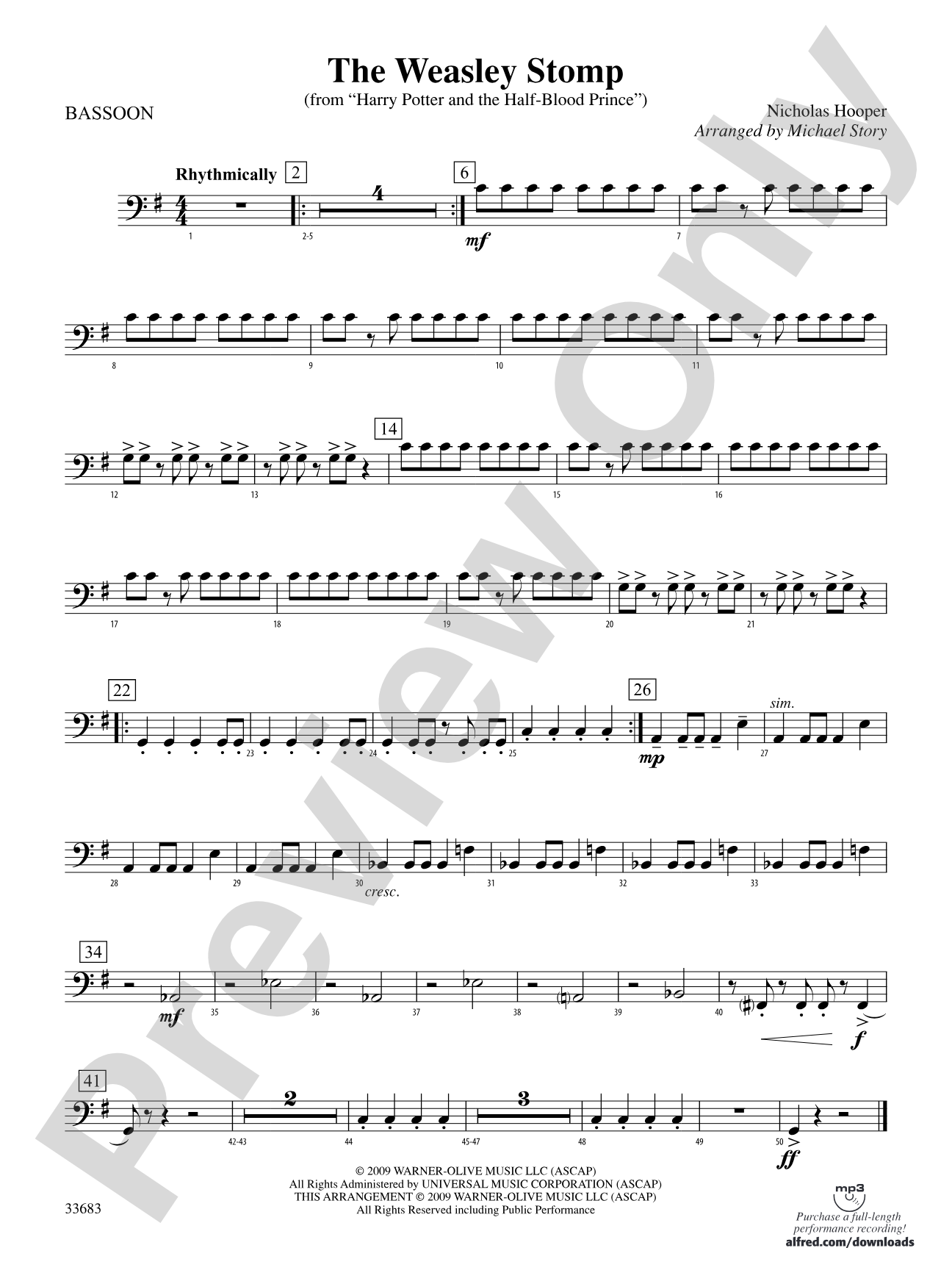 The Weasley Stomp (from Harry Potter and the Half-Blood Prince): Bassoon