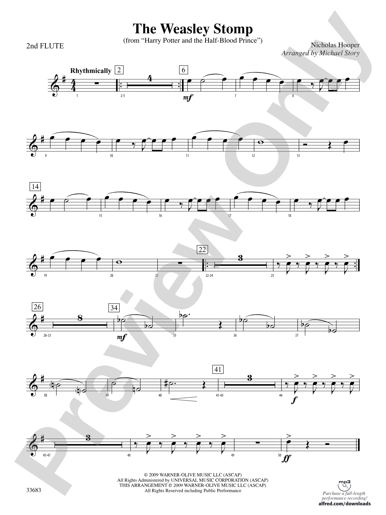 The Weasley Stomp (from Harry Potter and the Half-Blood Prince): 2nd Flute