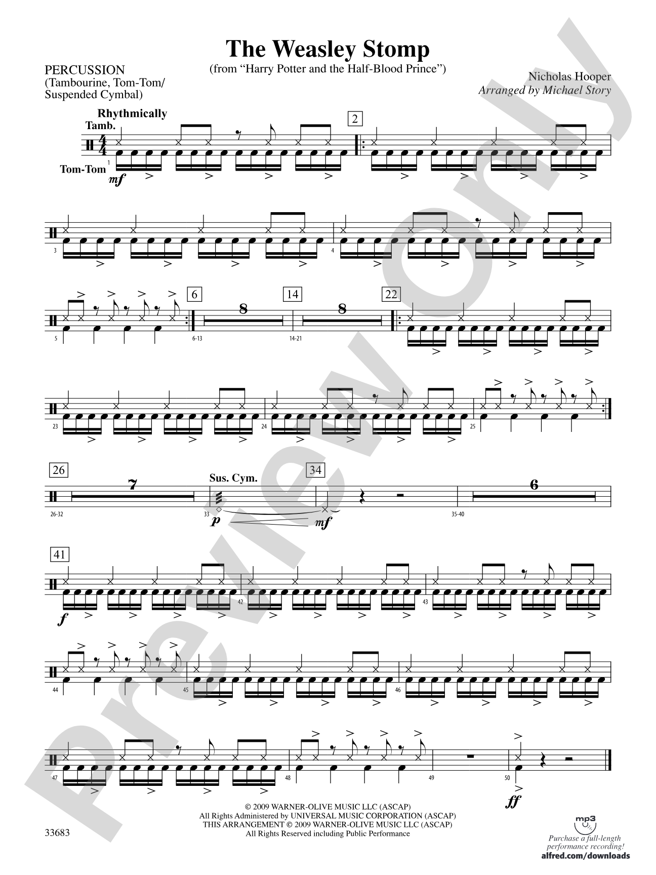 The Weasley Stomp (from Harry Potter and the Half-Blood Prince): 1st Percussion