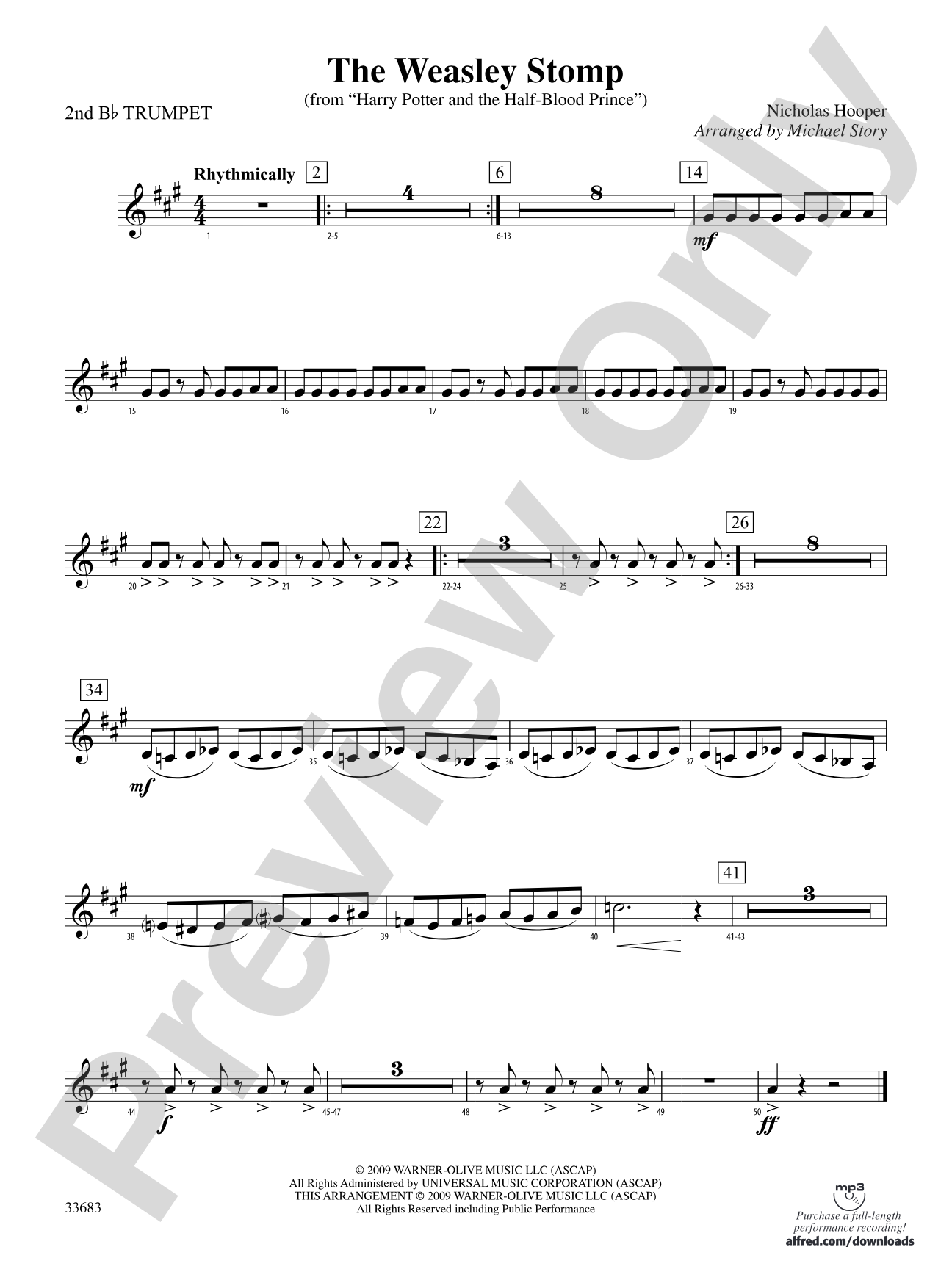 The Weasley Stomp (from Harry Potter and the Half-Blood Prince): 2nd B-flat Trumpet