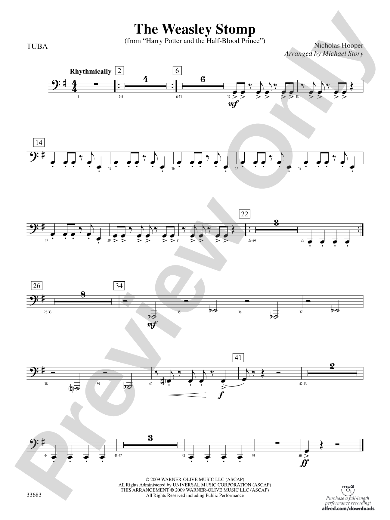 The Weasley Stomp (from Harry Potter and the Half-Blood Prince): Tuba