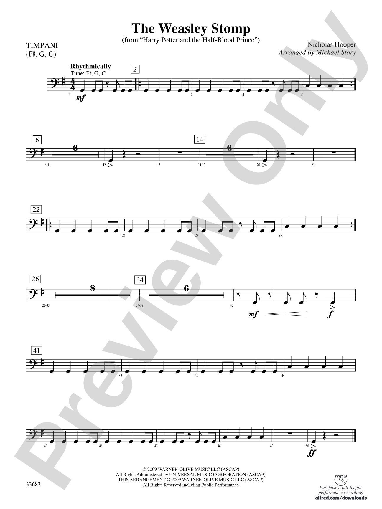 The Weasley Stomp (from Harry Potter and the Half-Blood Prince): Timpani