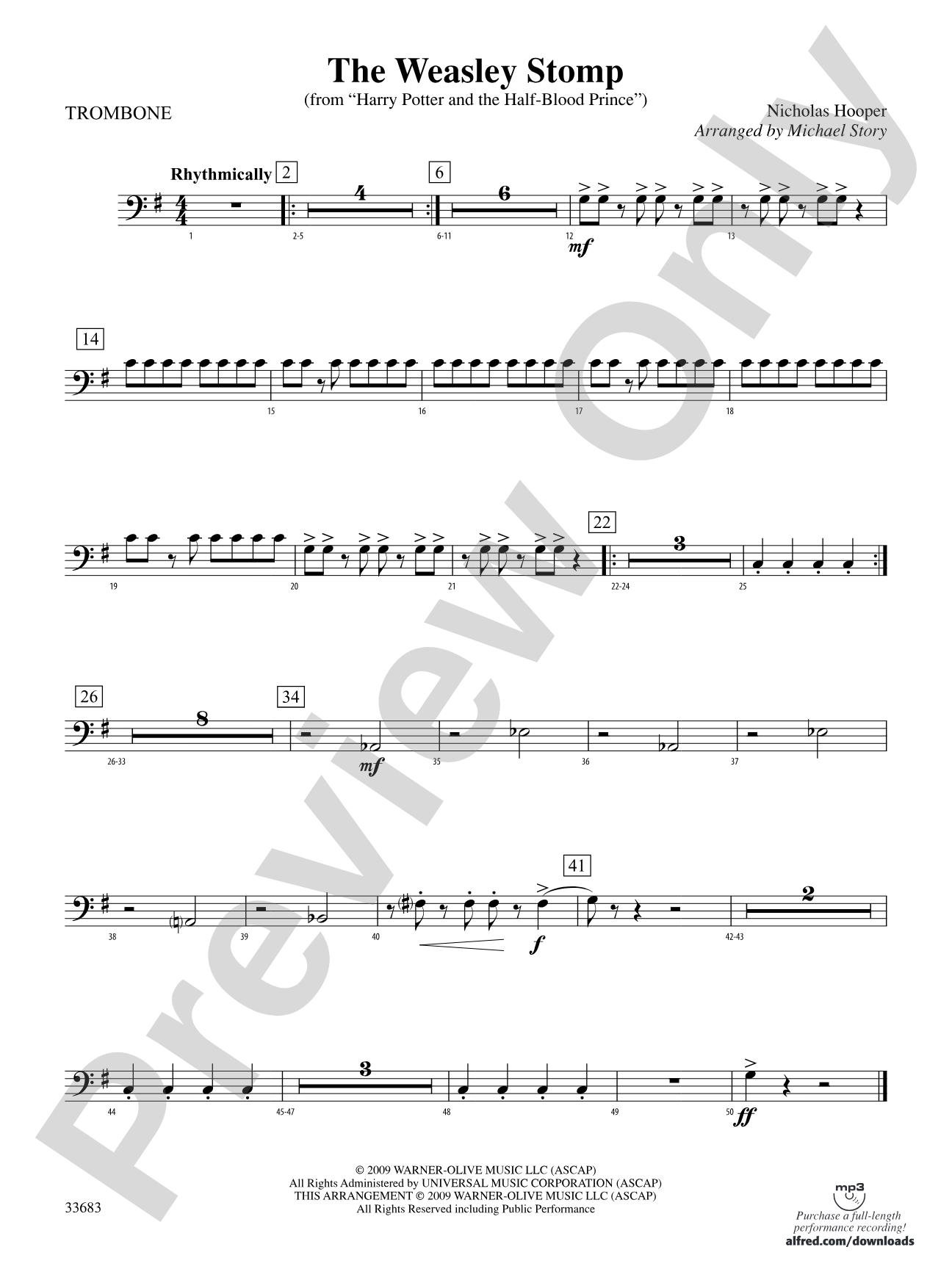 The Weasley Stomp (from Harry Potter and the Half-Blood Prince): 1st Trombone