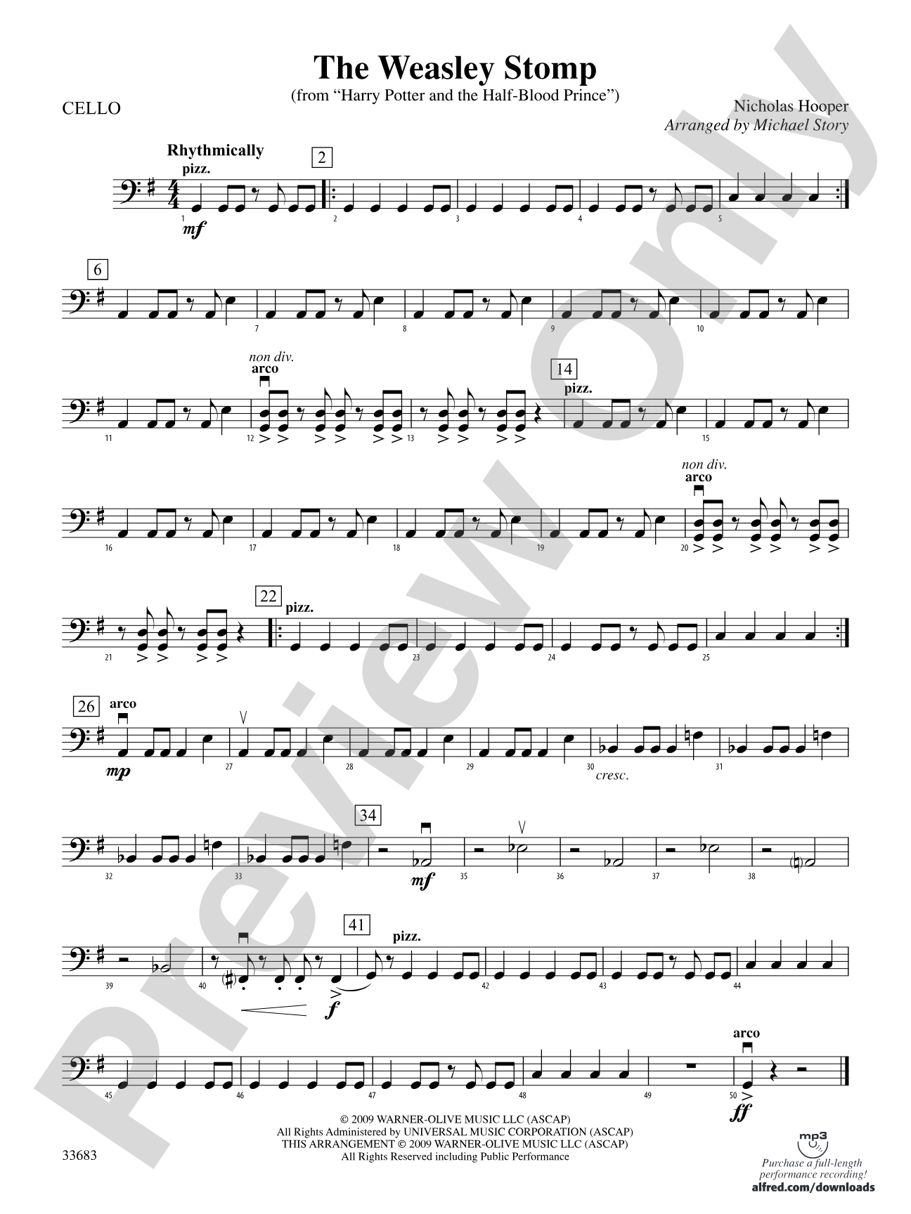 The Weasley Stomp (from Harry Potter and the Half-Blood Prince): Cello