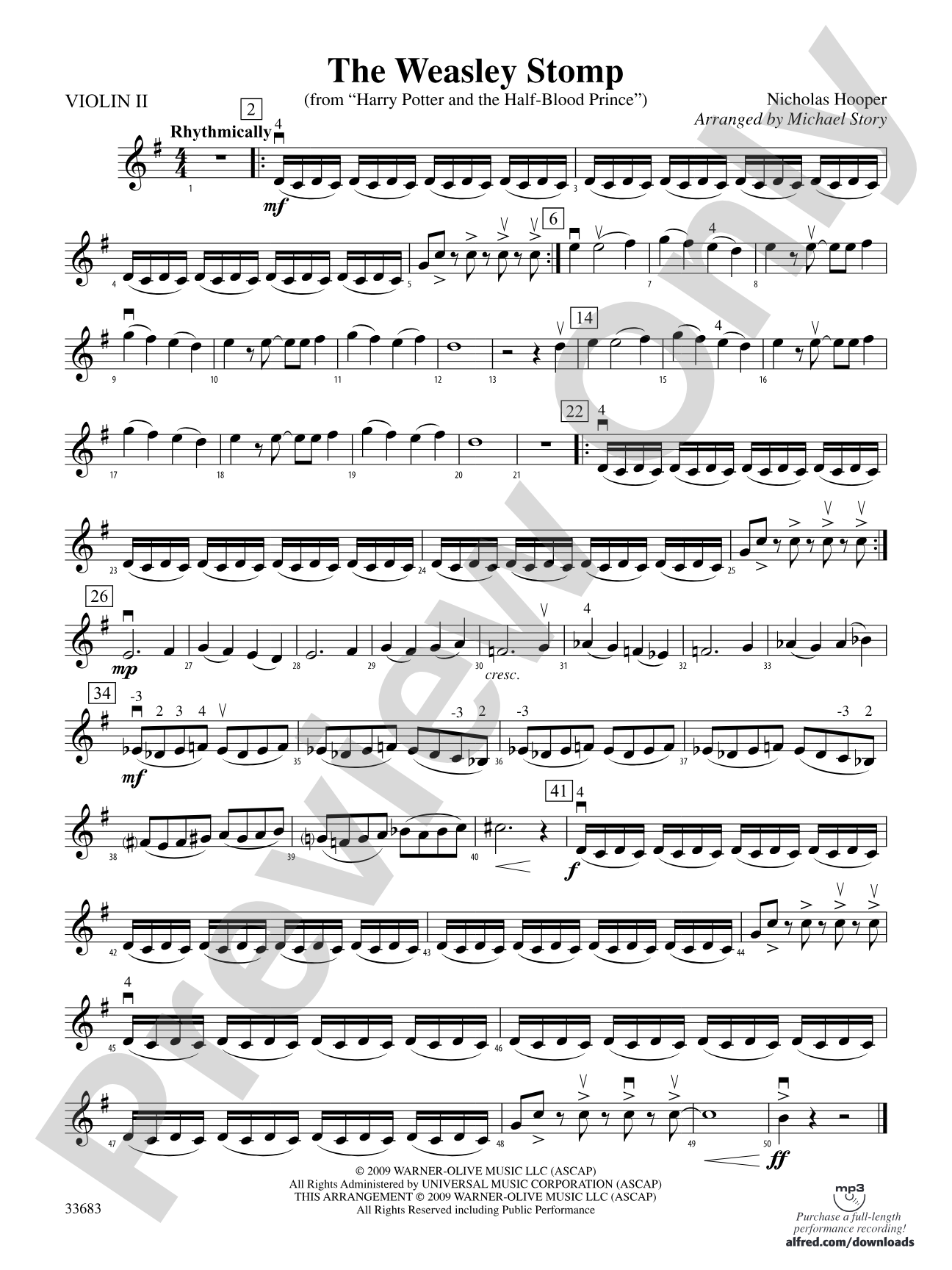 The Weasley Stomp (from Harry Potter and the Half-Blood Prince): 2nd Violin