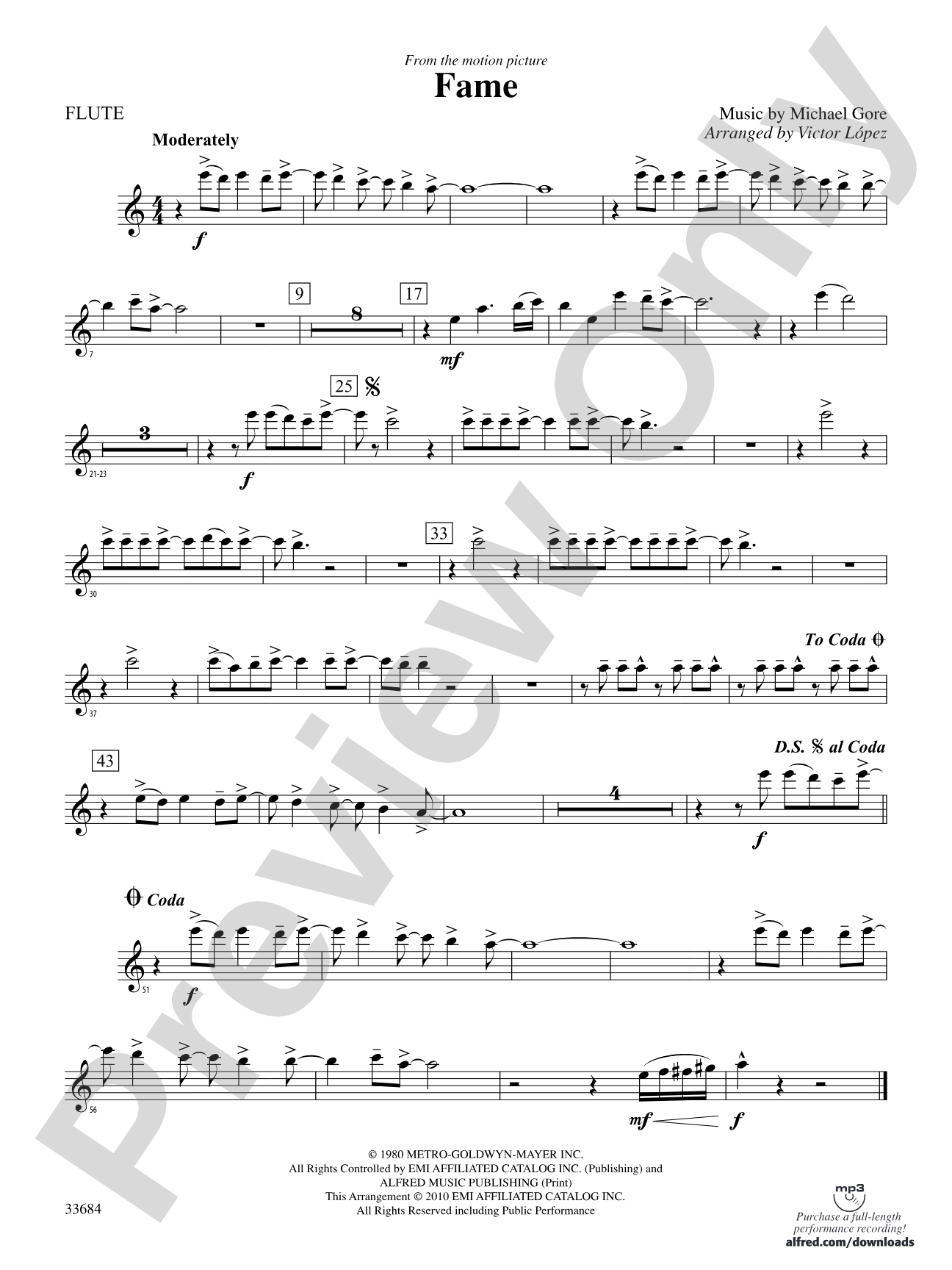 Fame (from the motion pictureFame): Flute