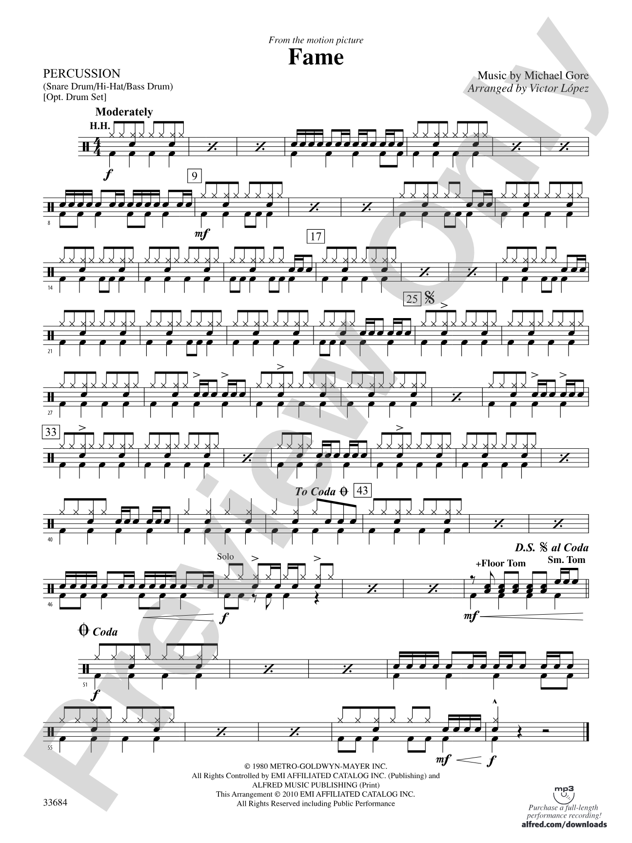 Fame (from the motion pictureFame): 1st Percussion