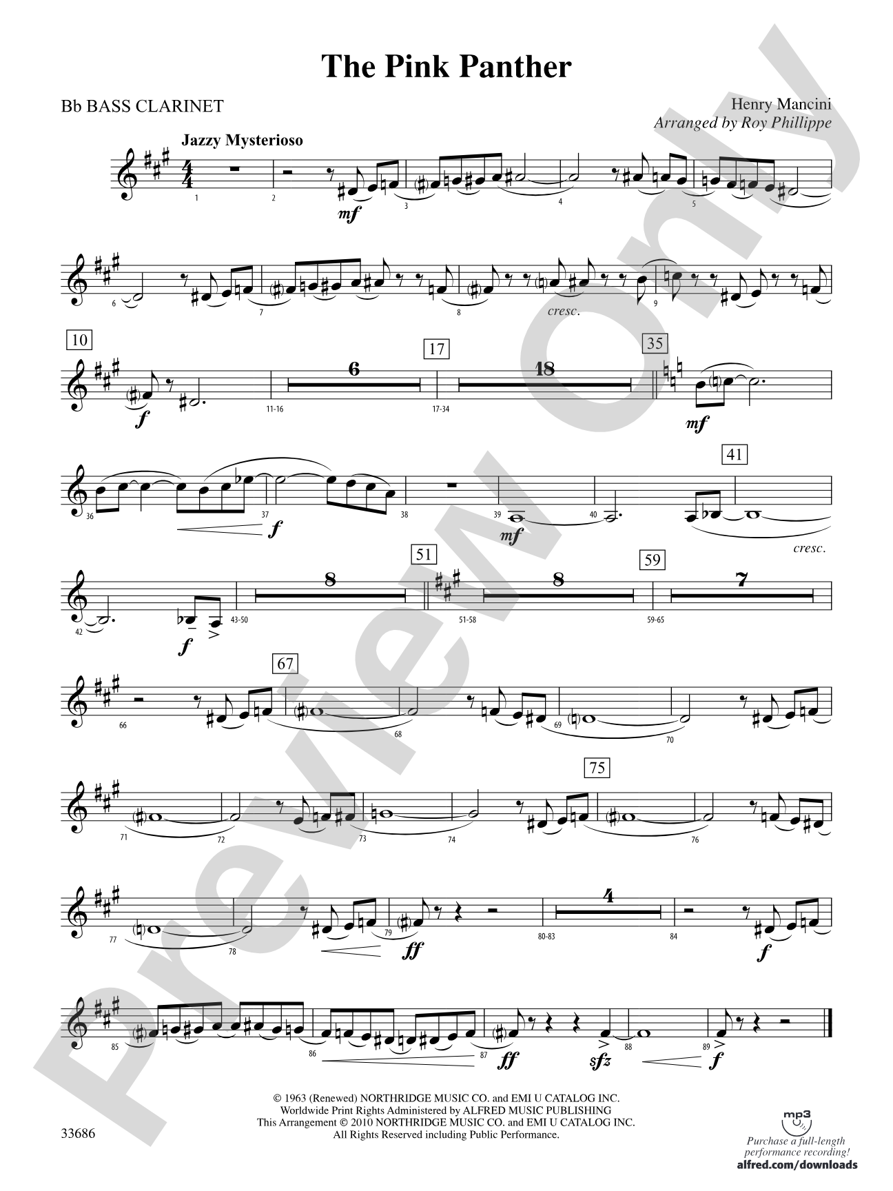 The Pink Panther: B-flat Bass Clarinet