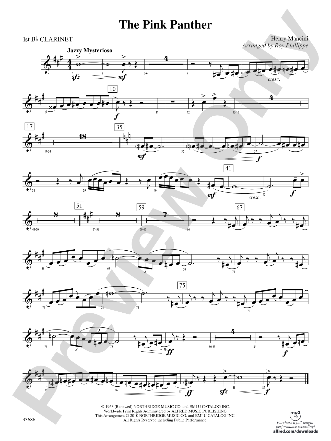 The Pink Panther: 1st B-flat Clarinet