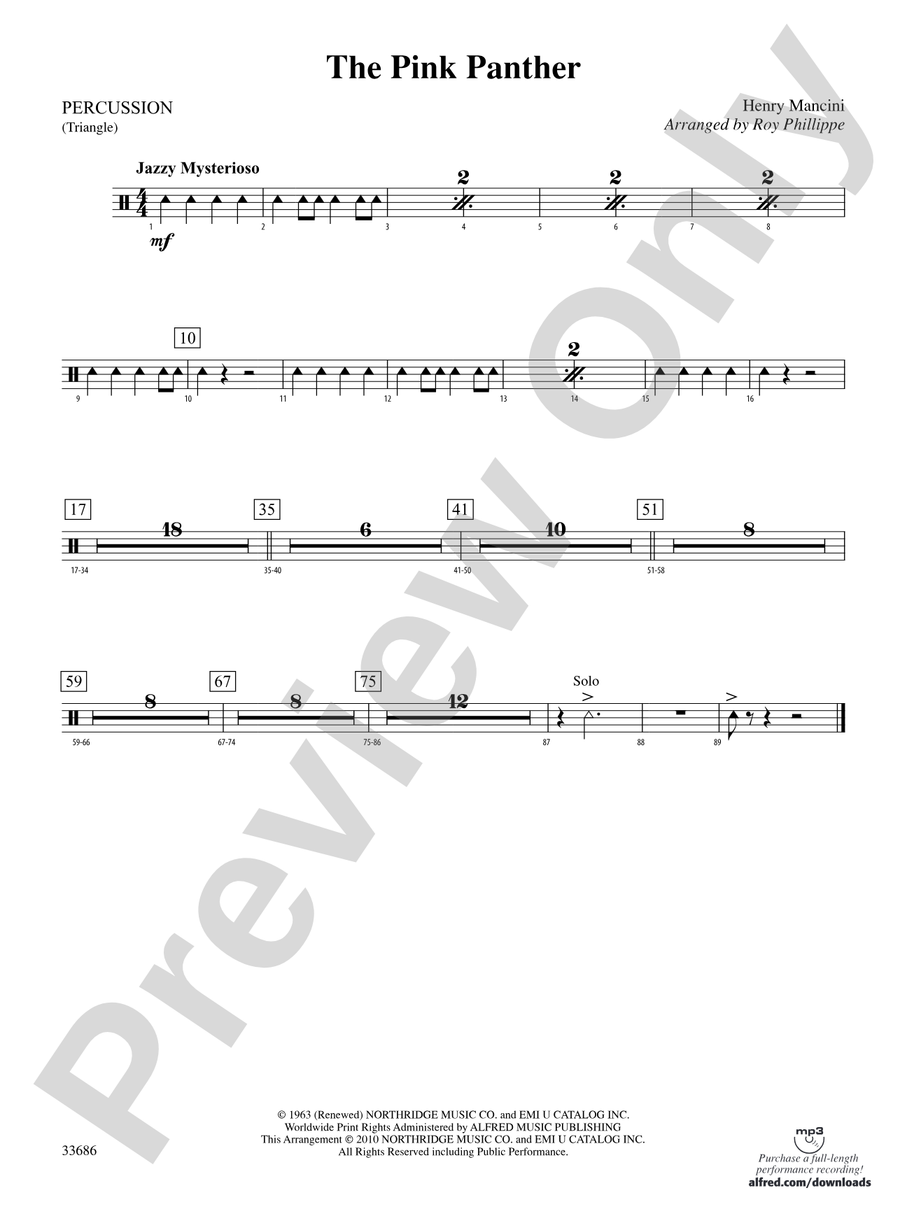 The Pink Panther: 1st Percussion