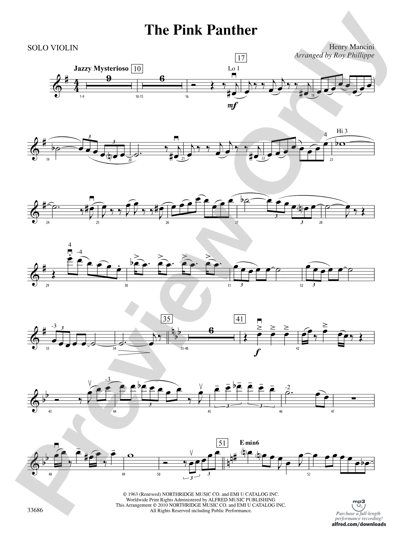 The Pink Panther: Solo Violin