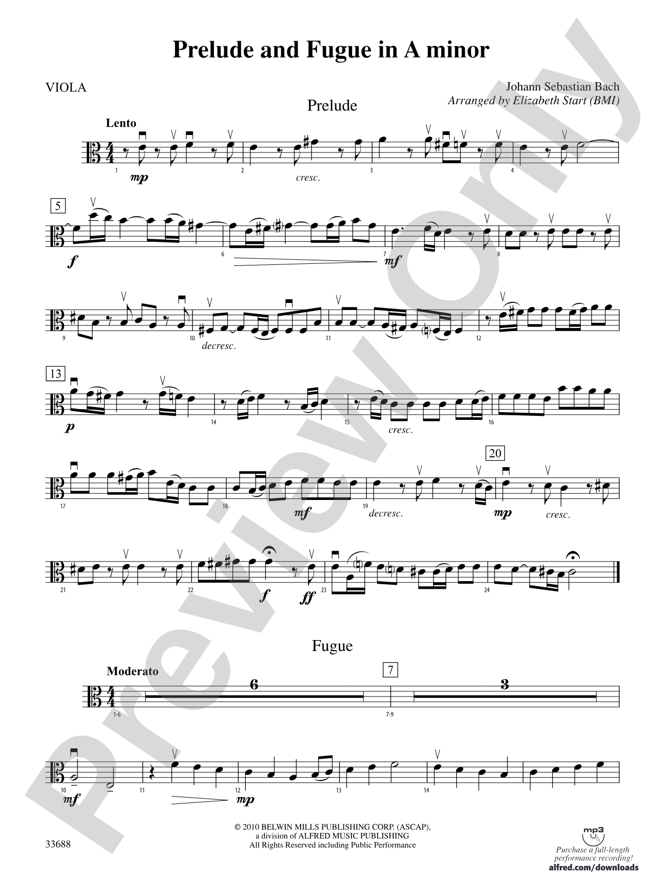 Prelude and Fugue in A Minor: Viola
