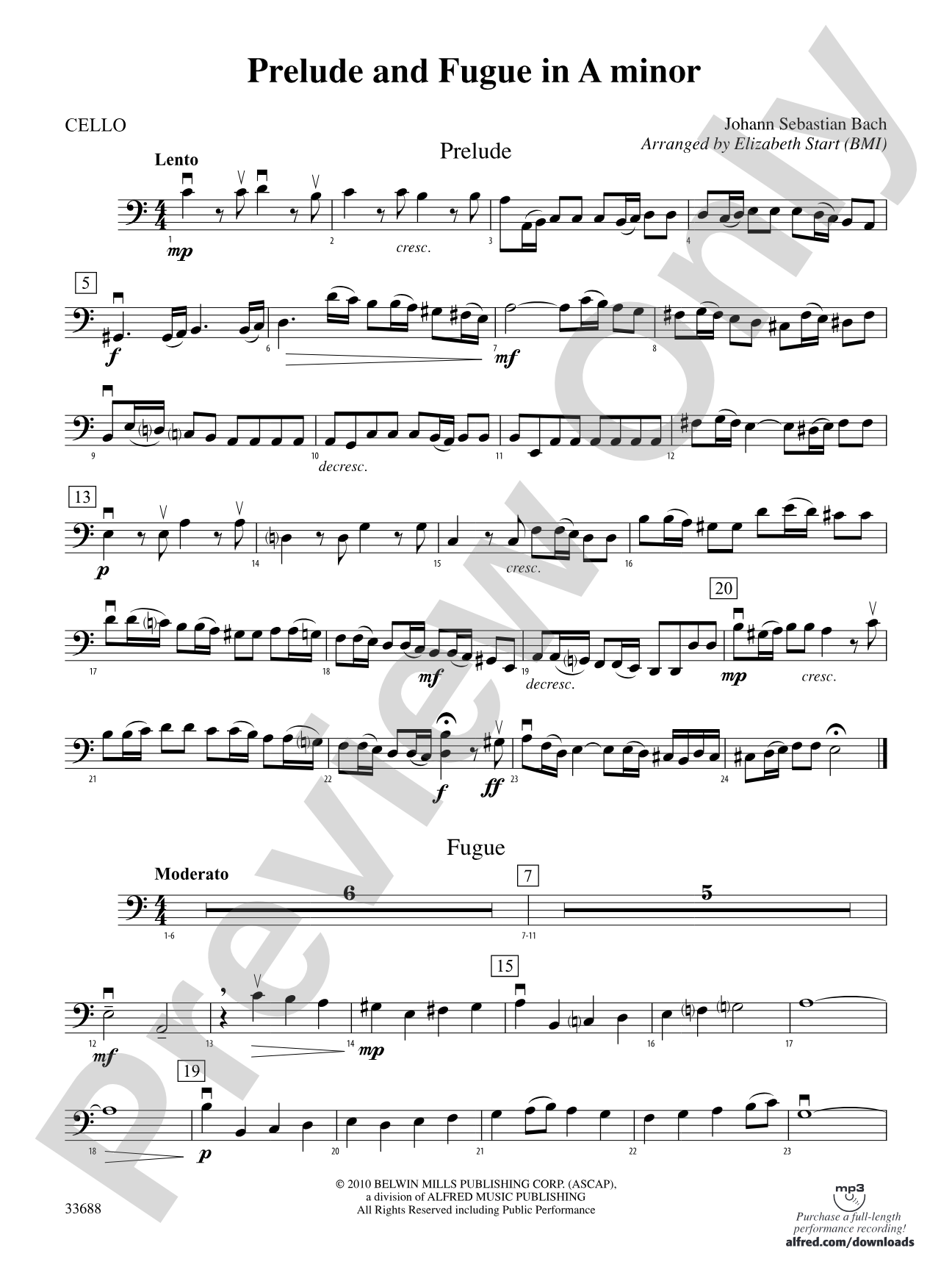 Prelude and Fugue in A Minor: Cello