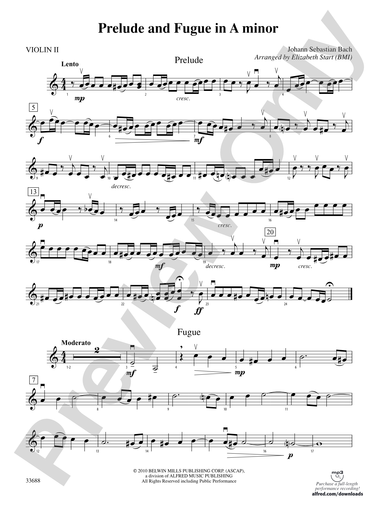 Prelude and Fugue in A Minor: 2nd Violin