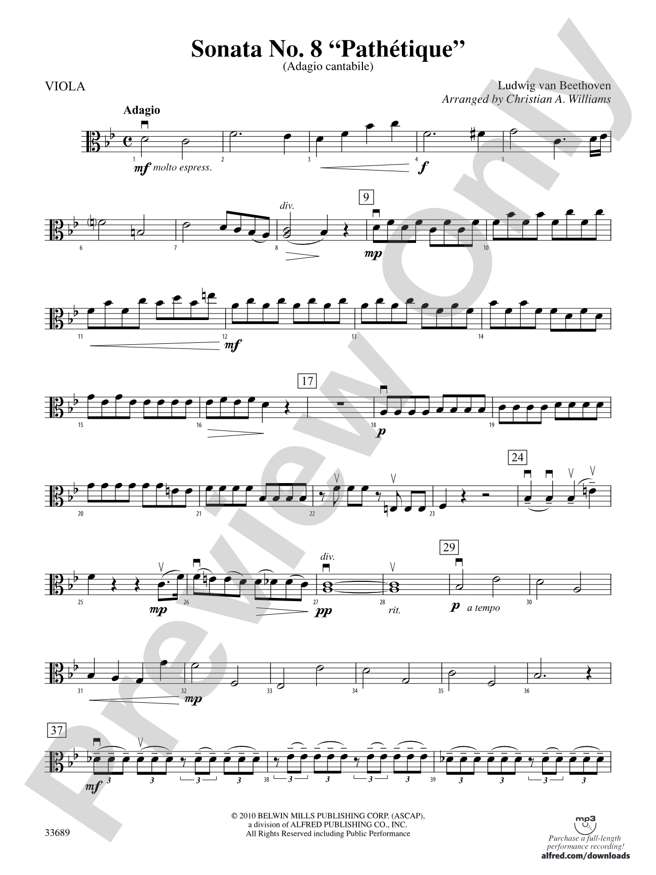 Sonata No. 8 "Pathetique": Viola
