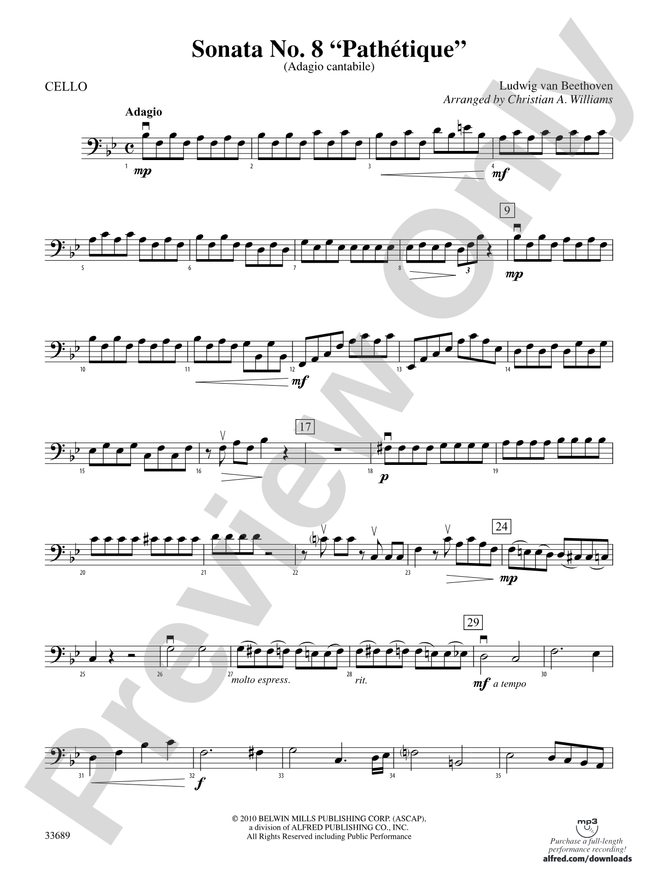Sonata No. 8 "Pathetique": Cello