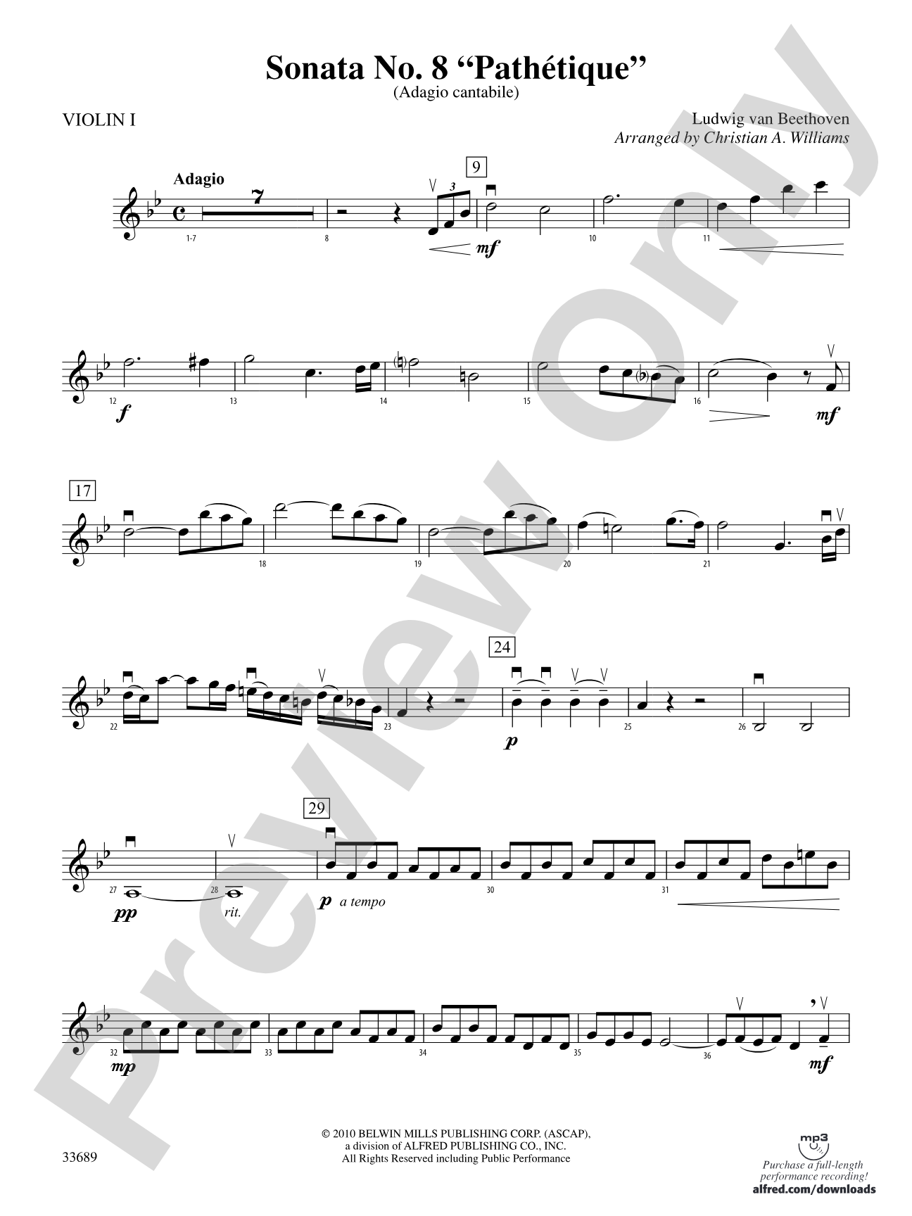 Sonata No. 8 "Pathetique": 1st Violin