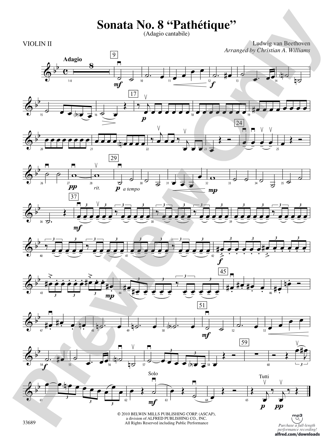 Sonata No. 8 "Pathetique": 2nd Violin