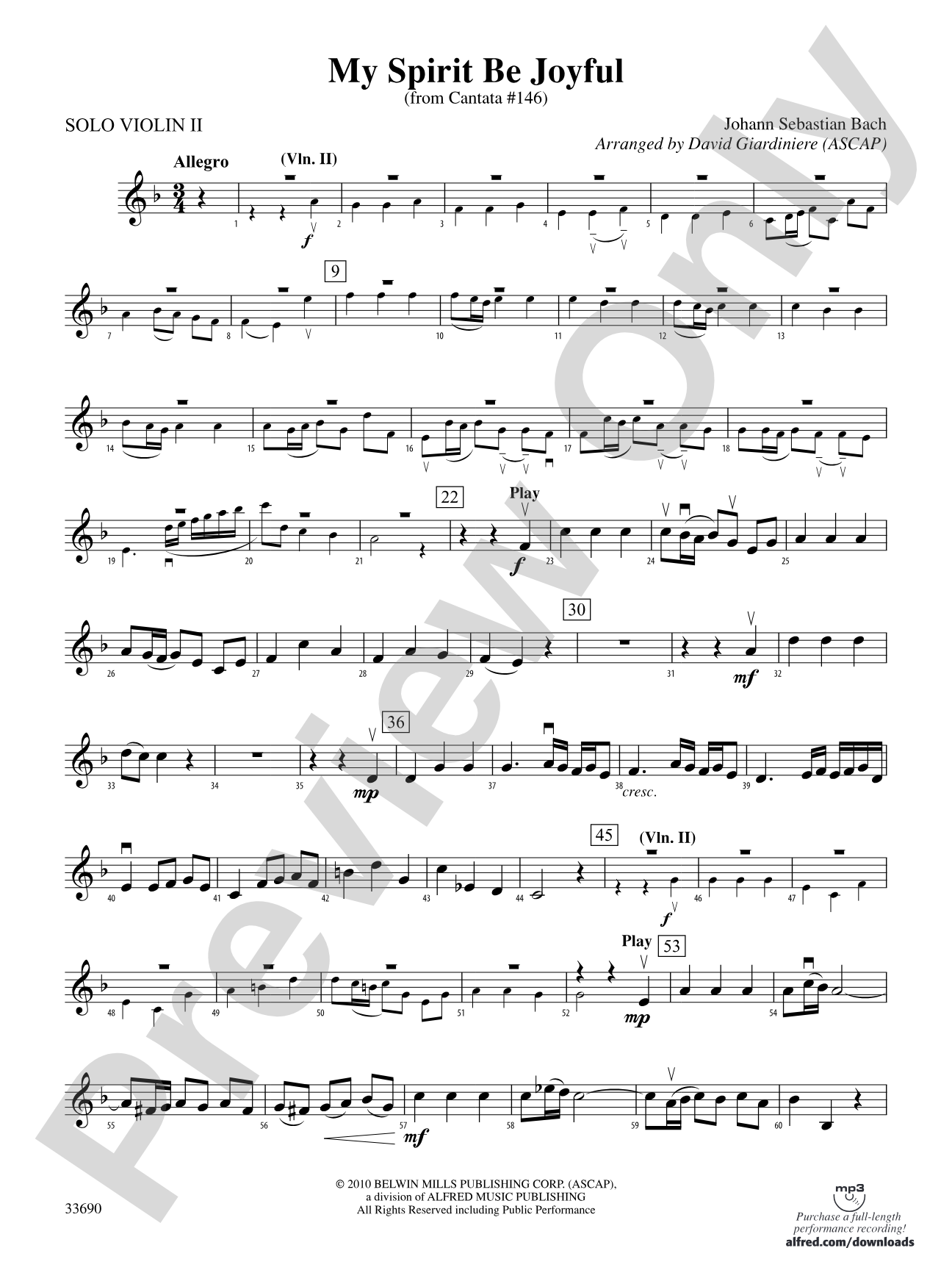 My Spirit Be Joyful (from Cantata No. 146): Solo 2nd Violin