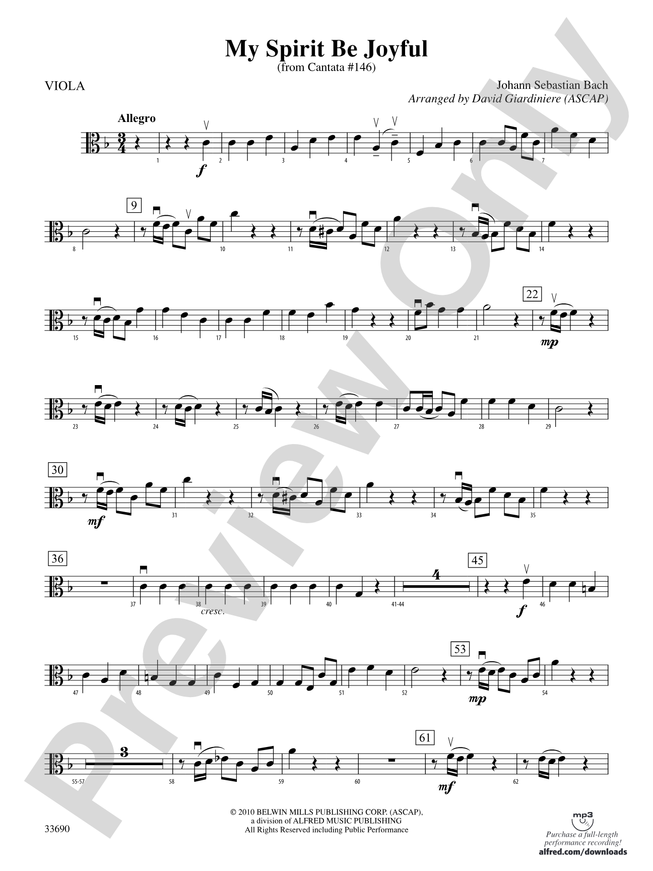 My Spirit Be Joyful (from Cantata No. 146): Viola