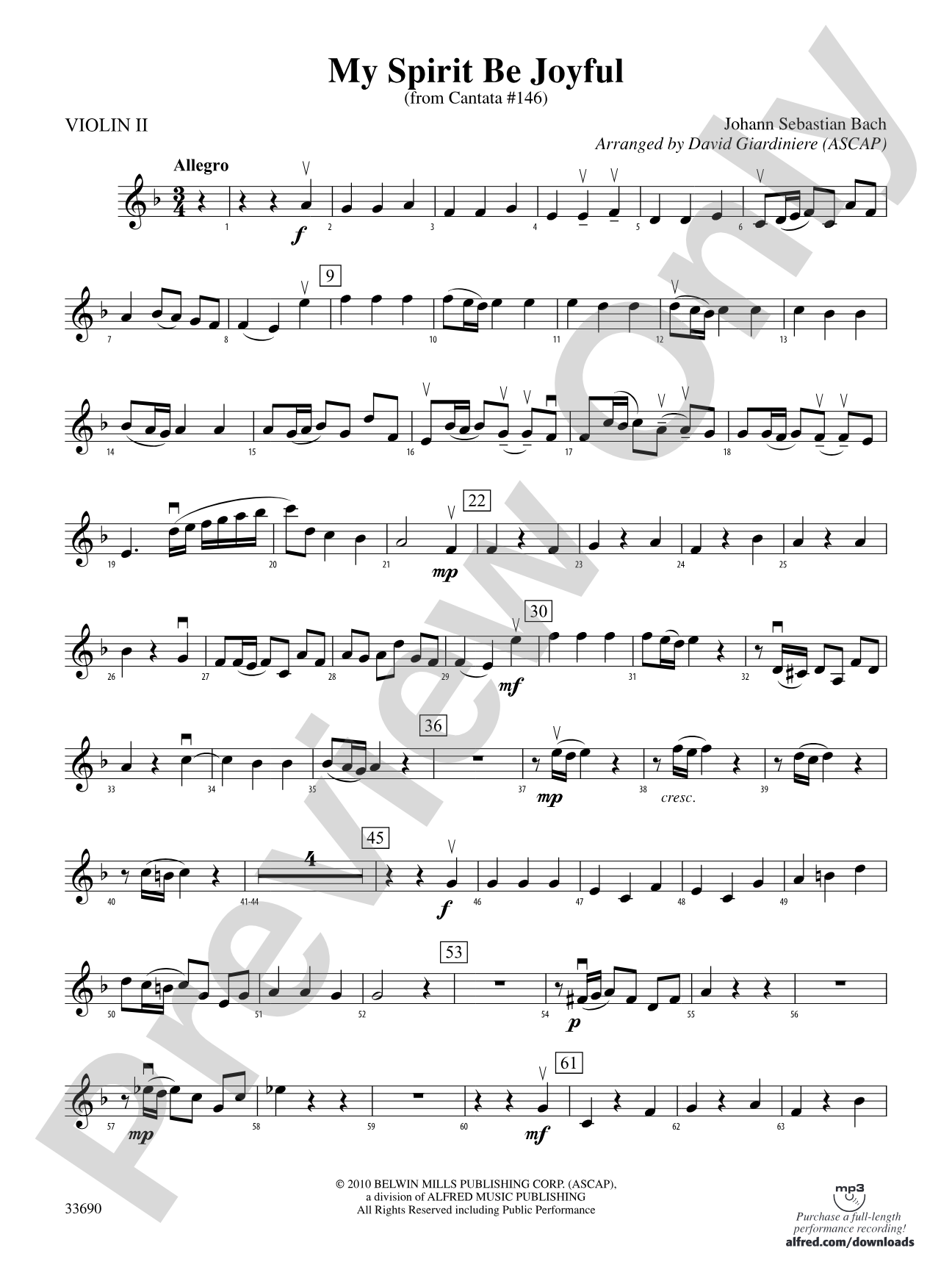 My Spirit Be Joyful (from Cantata No. 146): 2nd Violin