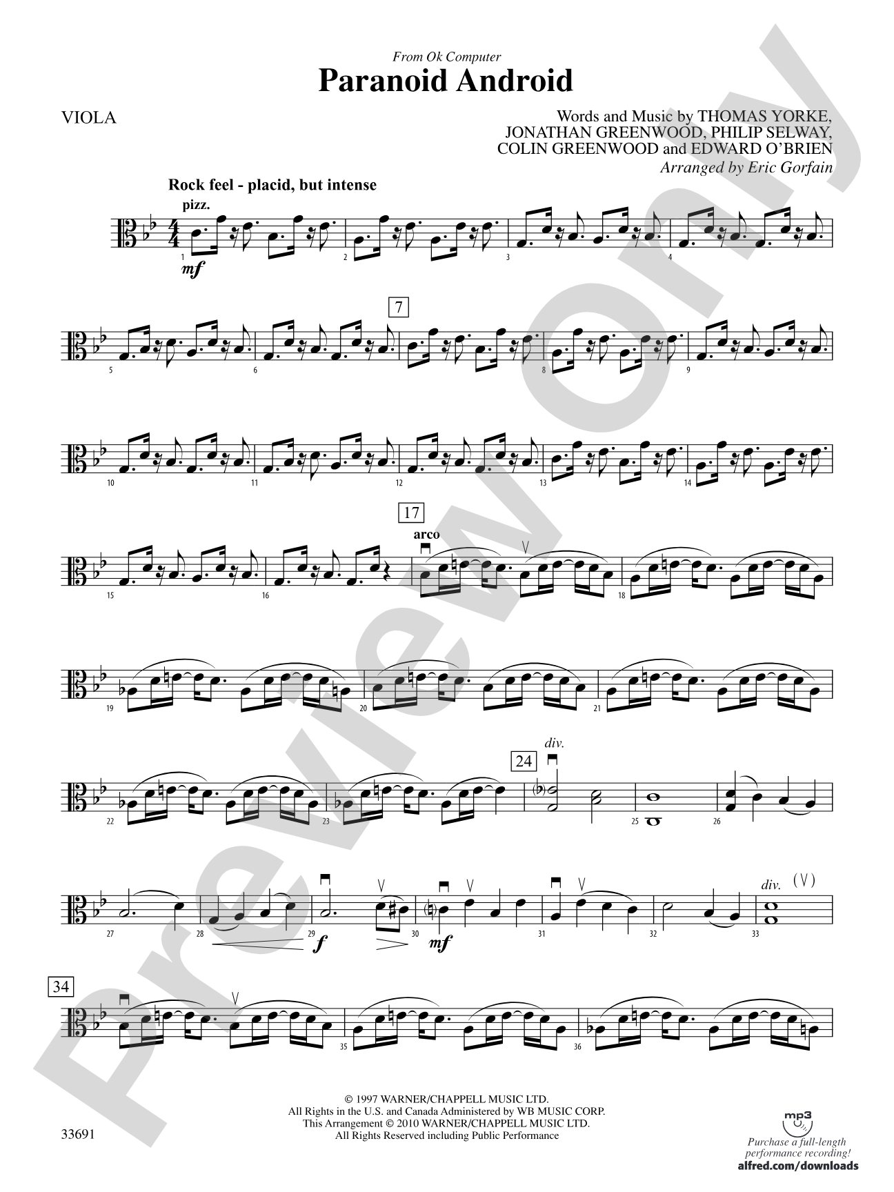 Paranoid Android (from OK Computer): Viola