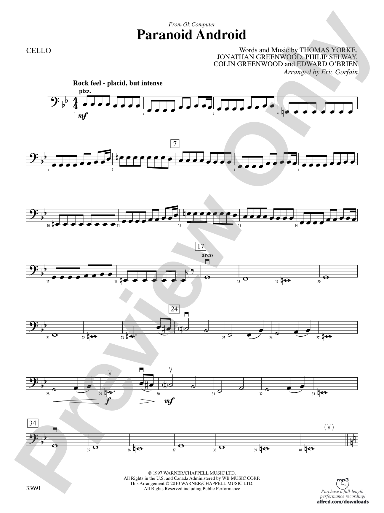 Paranoid Android (from OK Computer): Cello
