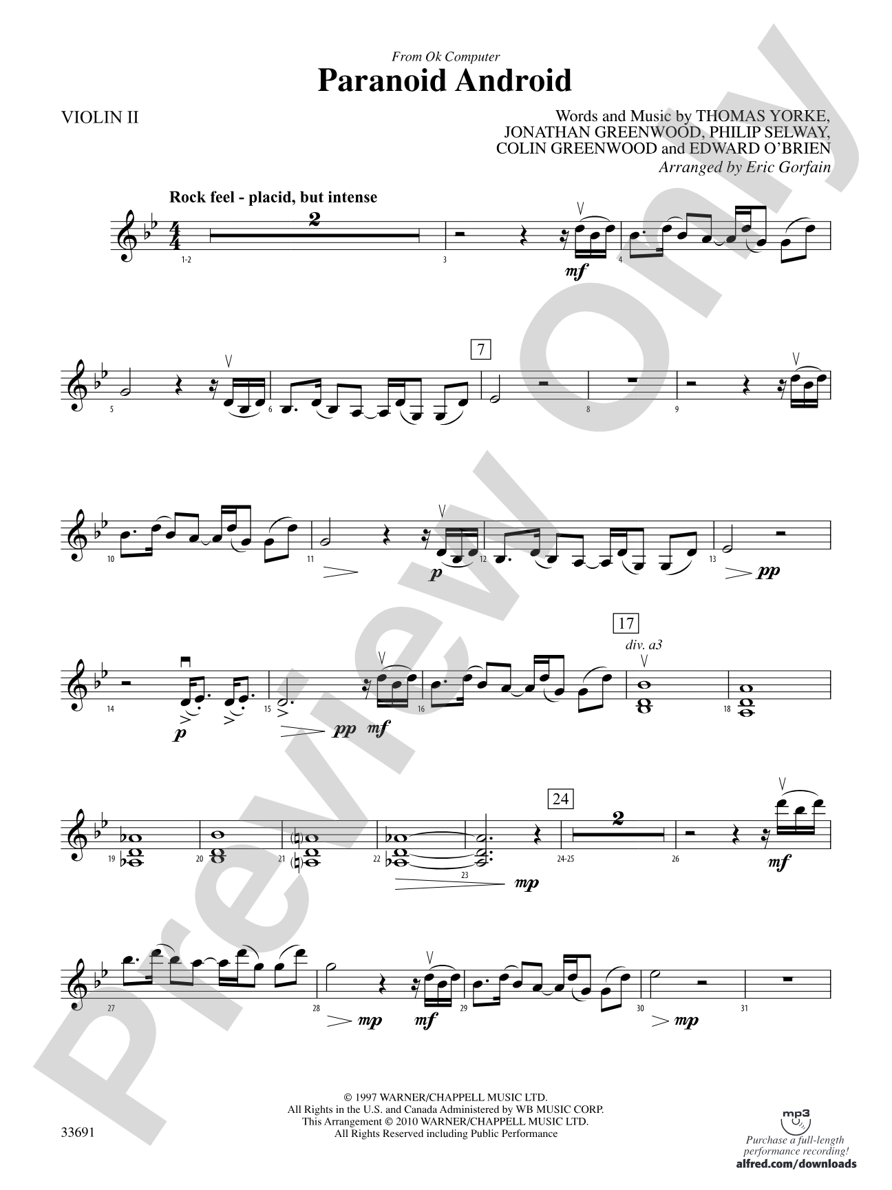 Paranoid Android (from OK Computer): 2nd Violin