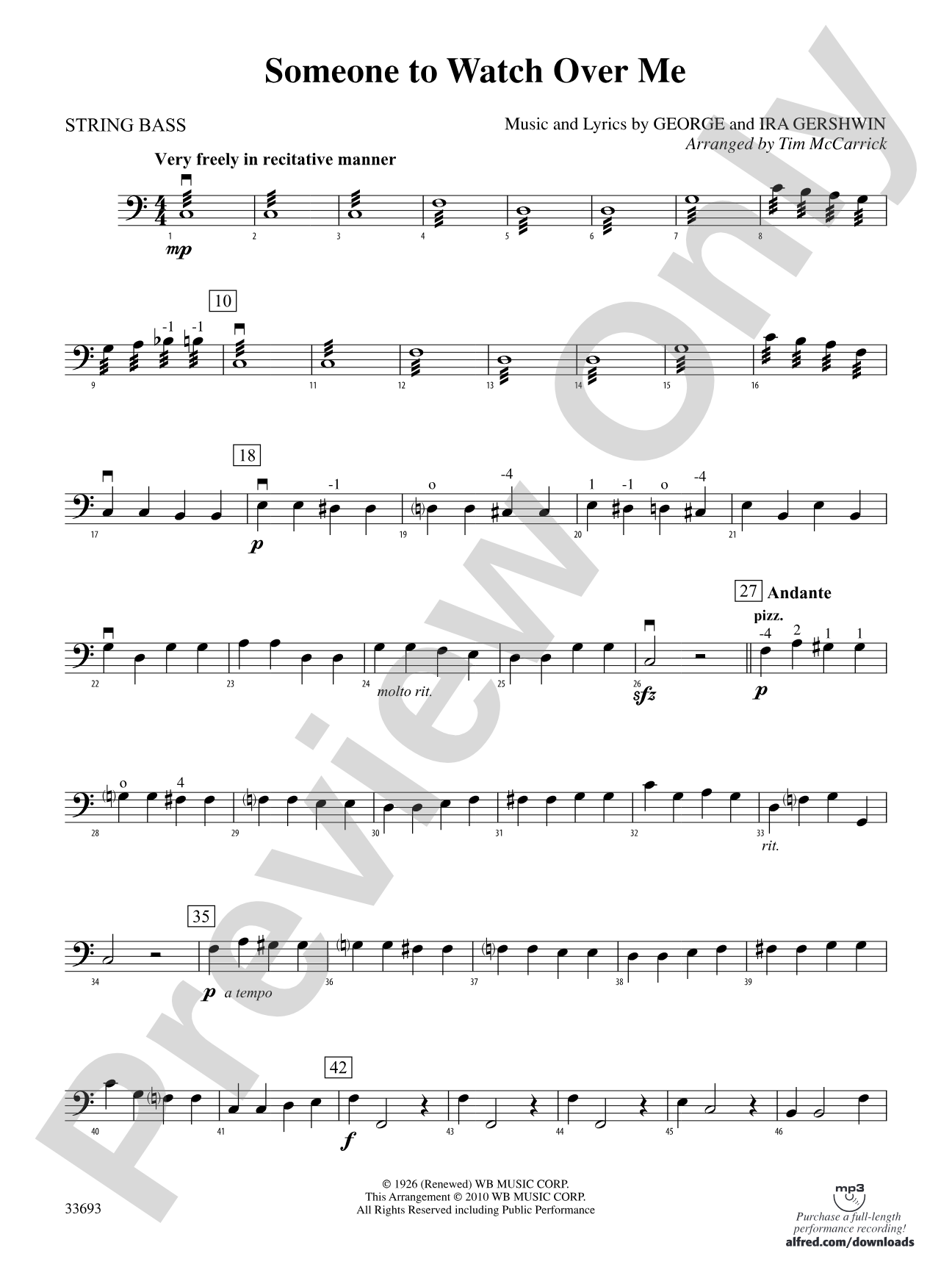 Someone to Watch Over Me: String Bass