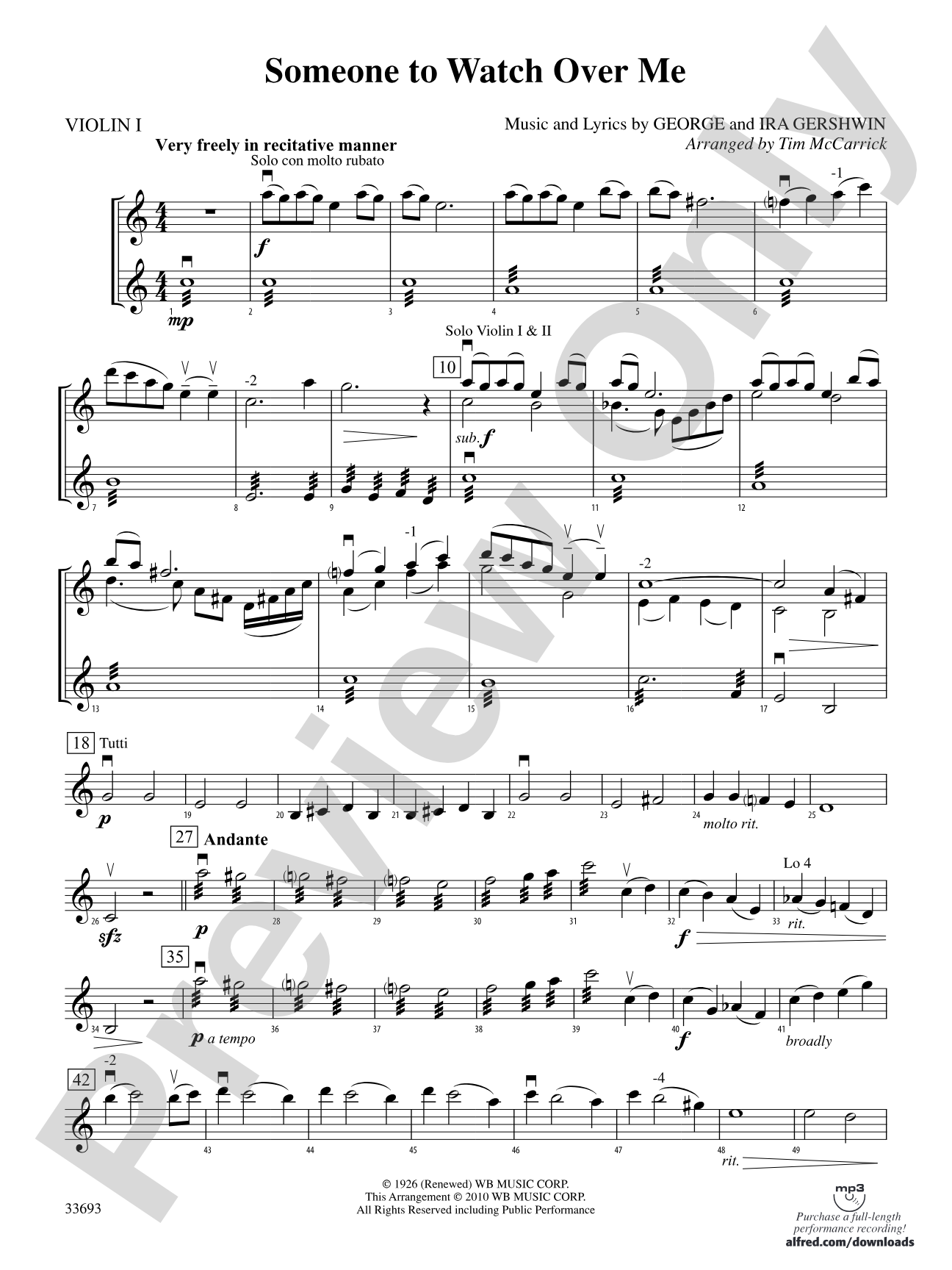 Someone to Watch Over Me: 1st Violin