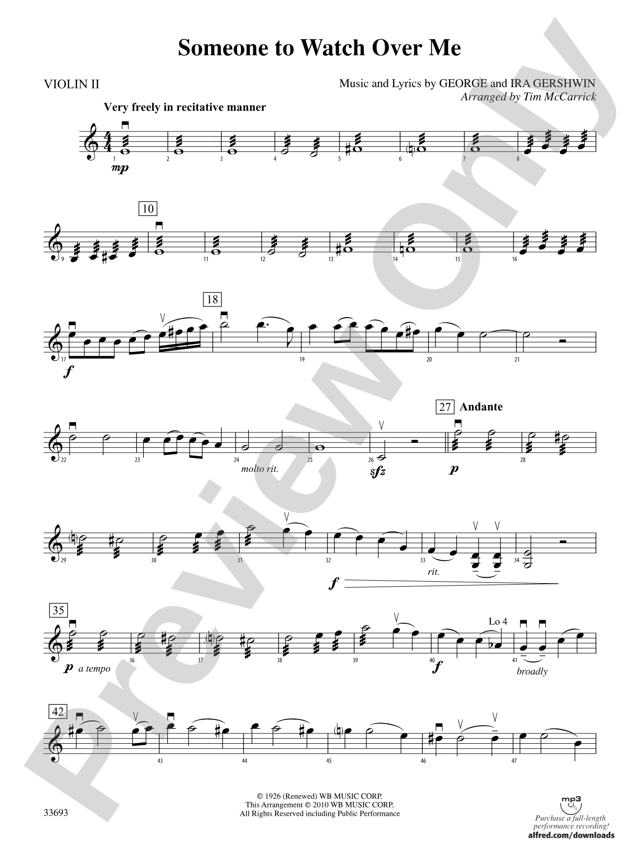 Someone to Watch Over Me: 2nd Violin