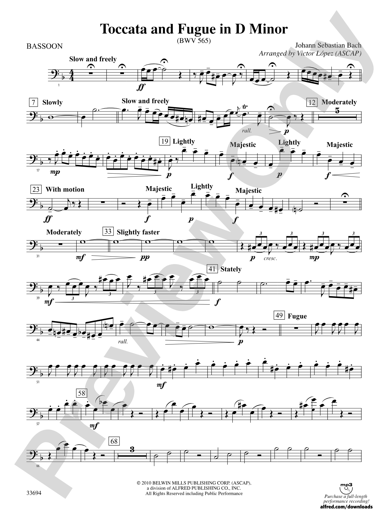 Toccata and Fugue in D Minor: Bassoon