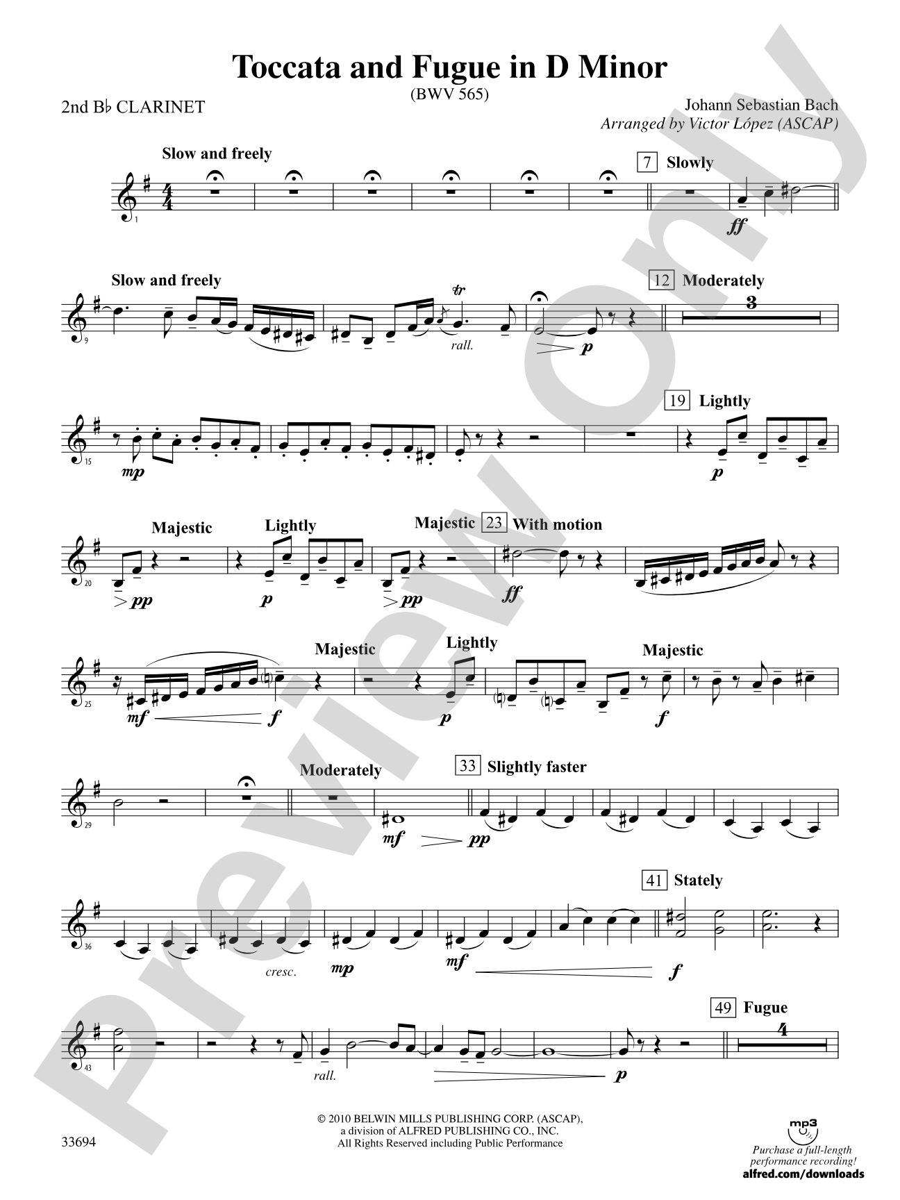 Toccata and Fugue in D Minor: 2nd B-flat Clarinet