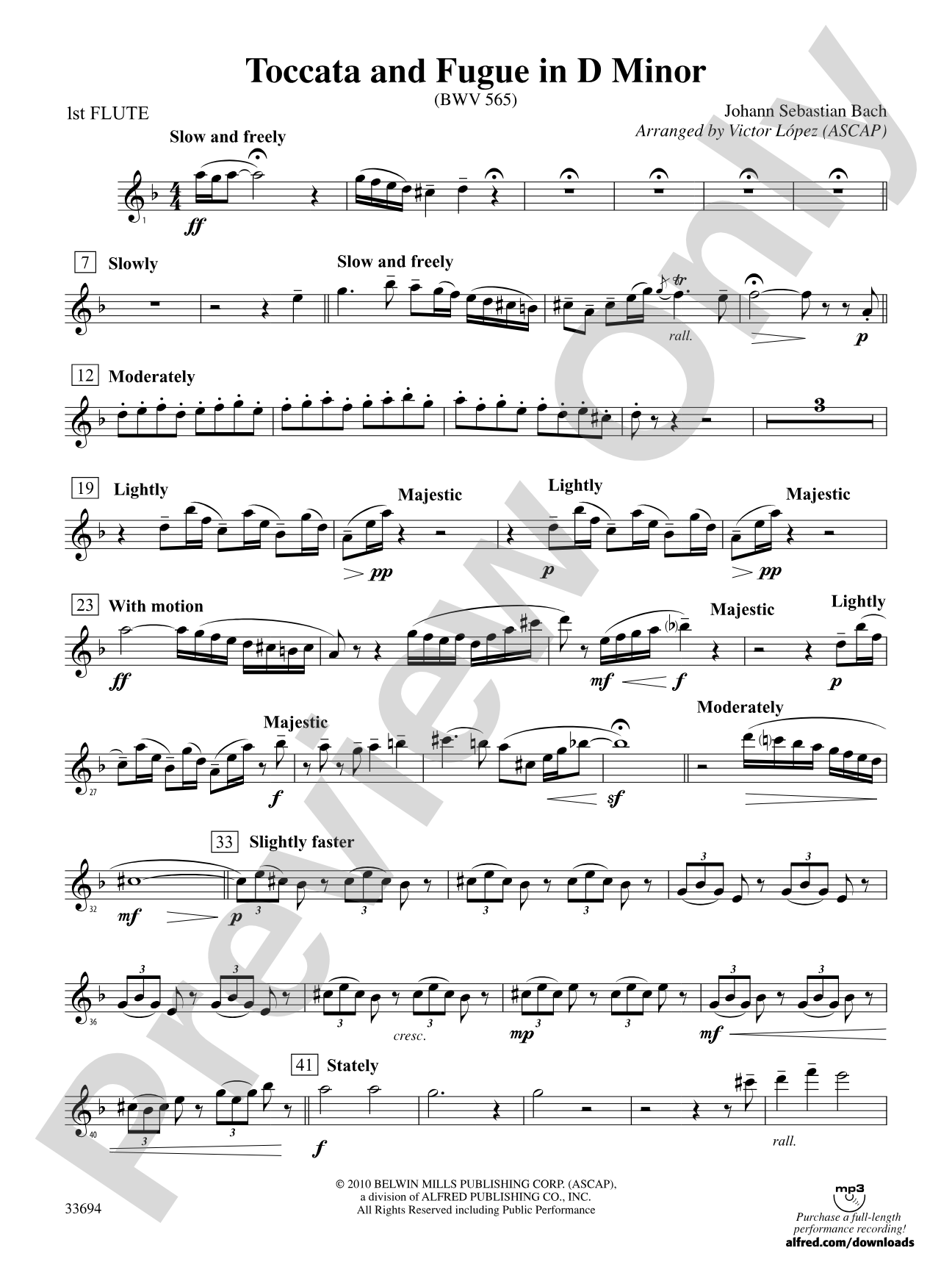 Toccata and Fugue in D Minor: Flute