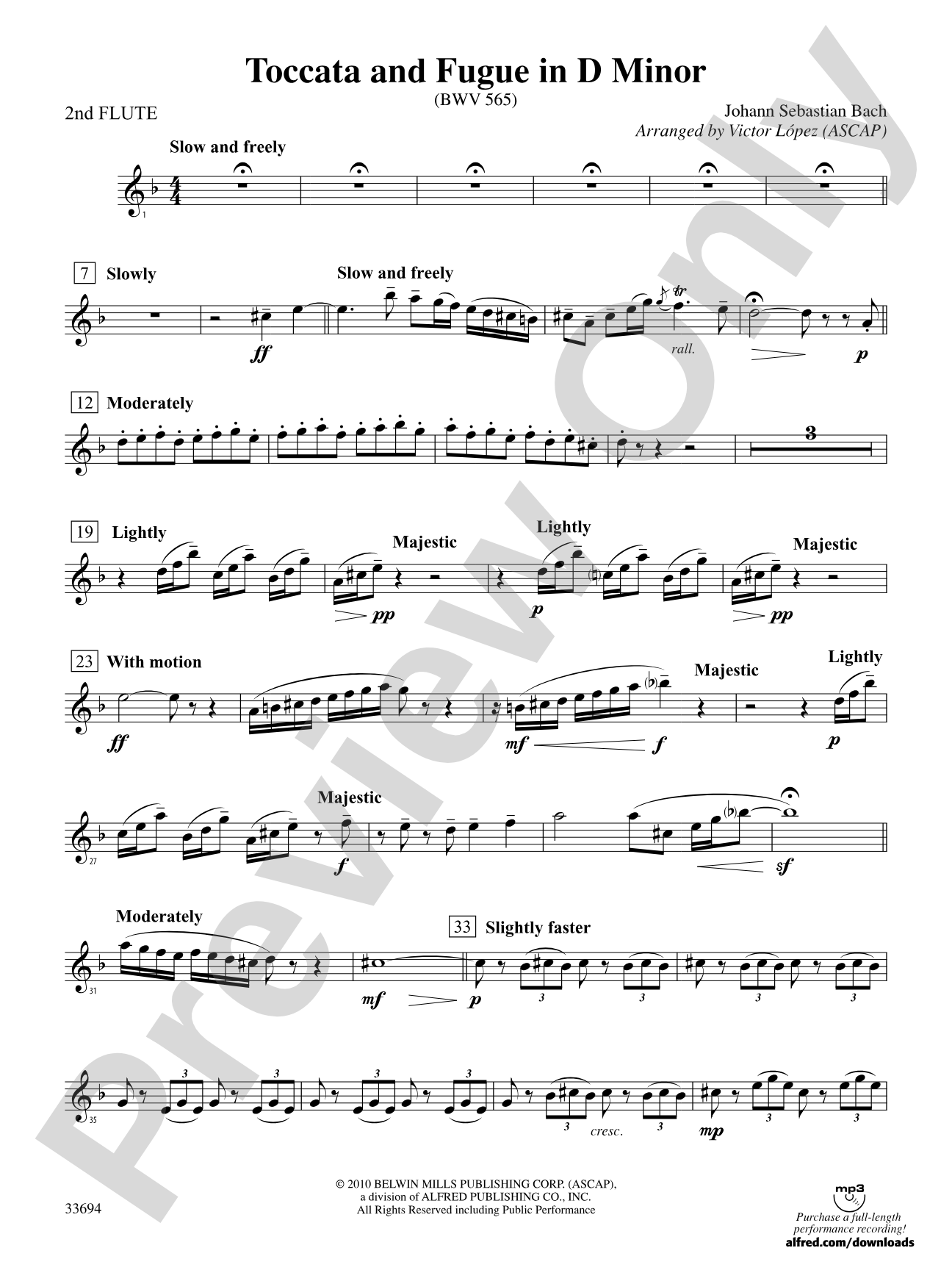 Toccata and Fugue in D Minor: 2nd Flute